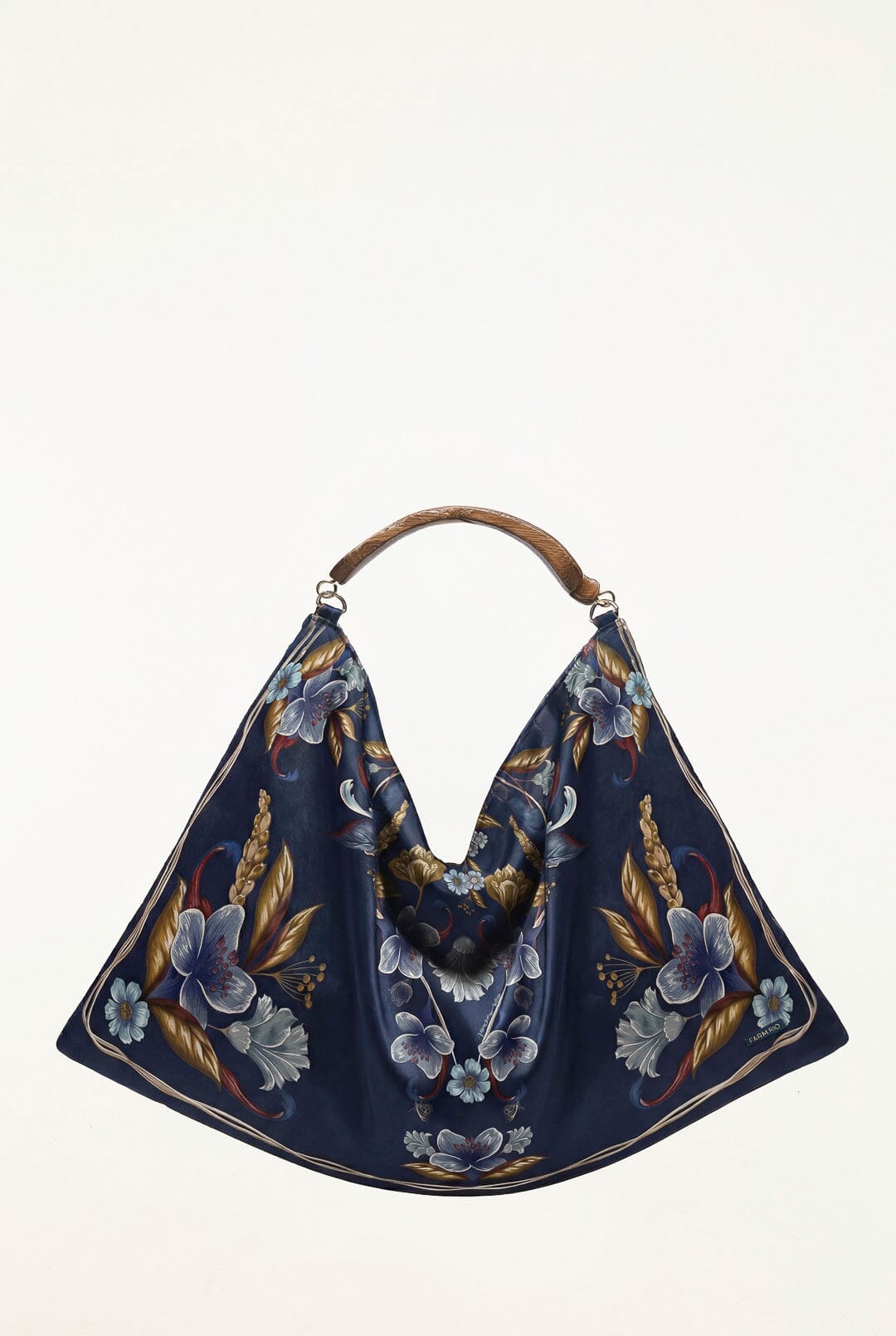 FARM Rio model wearing the Velvet Wood Handle Large Scarf Bag