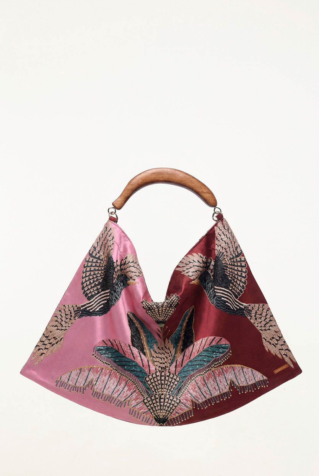 FARM Rio model wearing the Wood Handle Large Scarf Bag