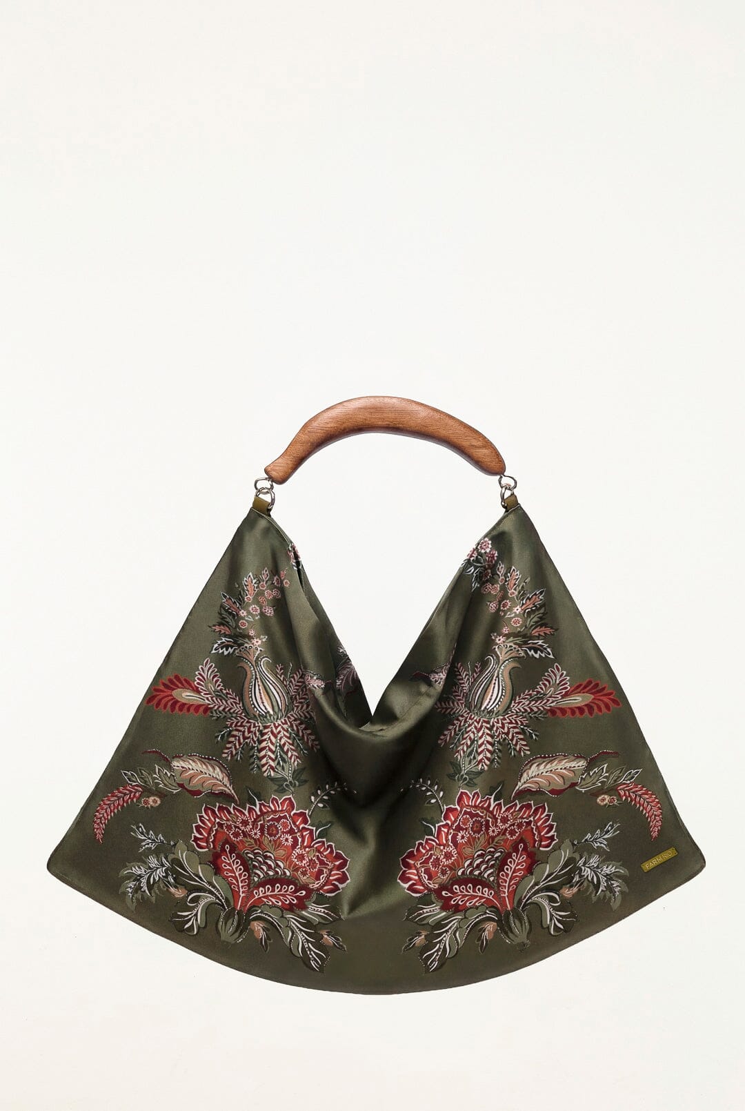 FARM Rio model wearing the Wood Handle Large Scarf Bag