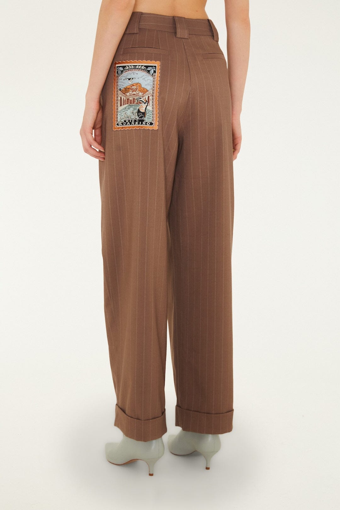 FARM Rio model wearing the Yarn Dyed Caramel Pants