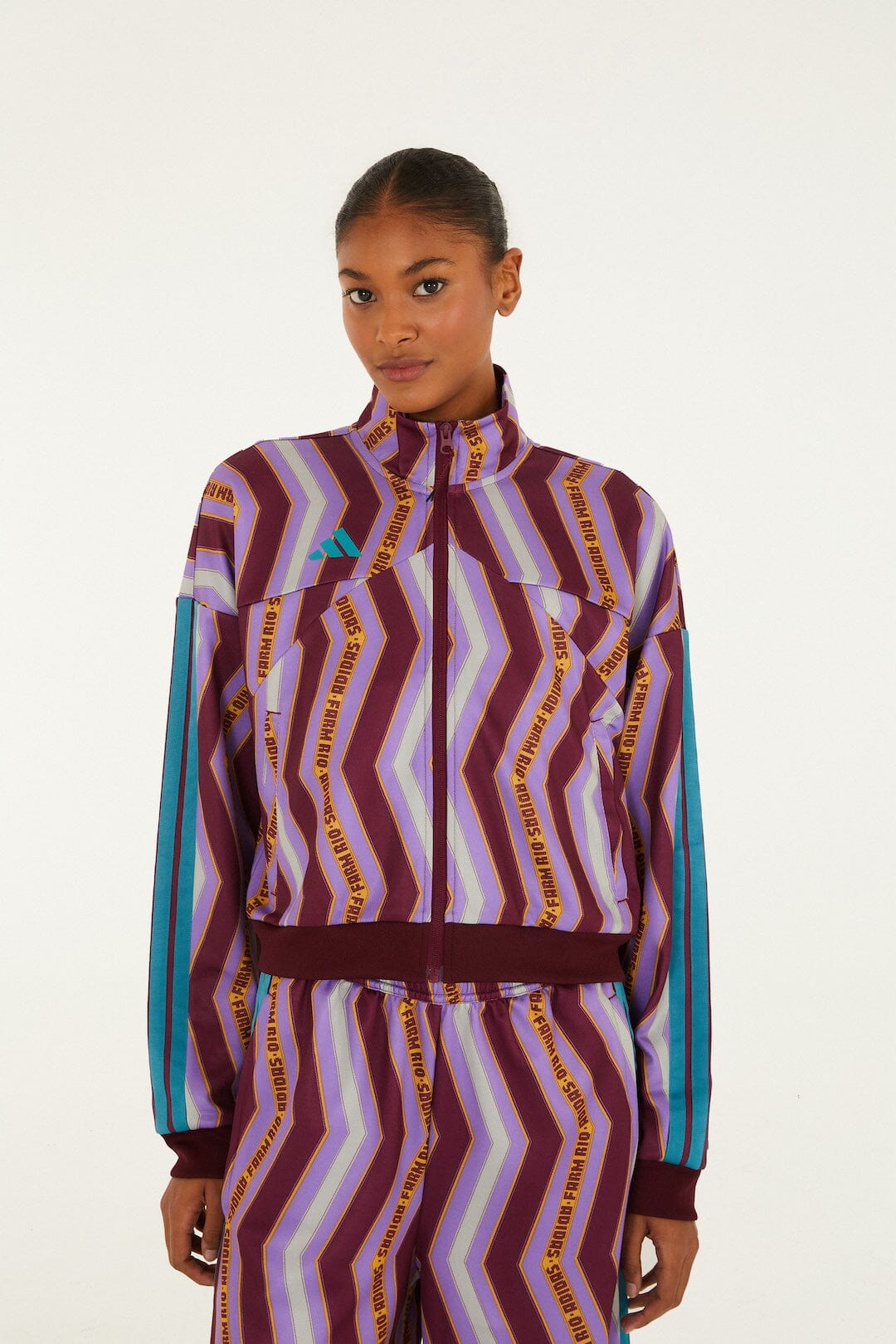 Zig Zag Stripes Lilac Adidas Tiro Jacket | FARM Rio