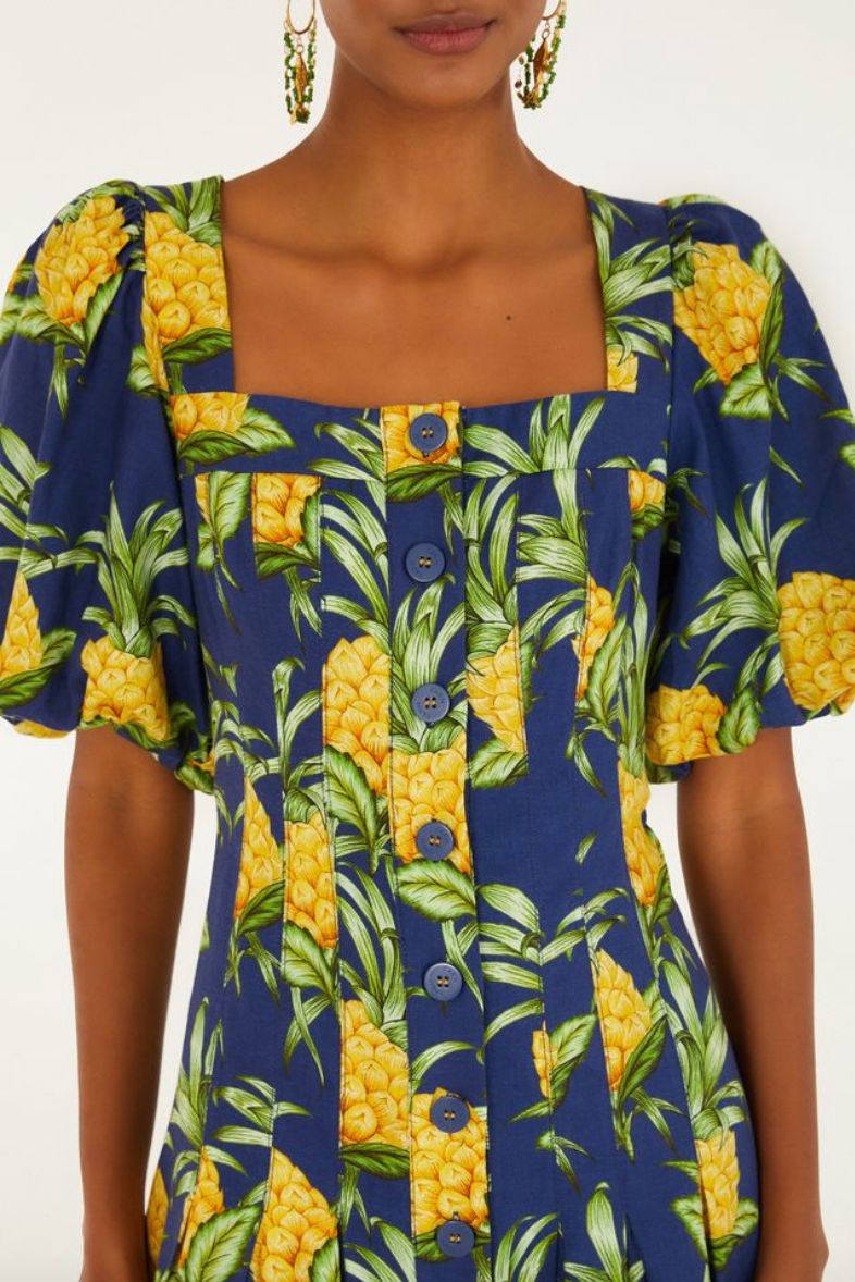Navy Blue Delicate Pineapple Lenzing™ Ecovero™ Euroflex Mini Dress