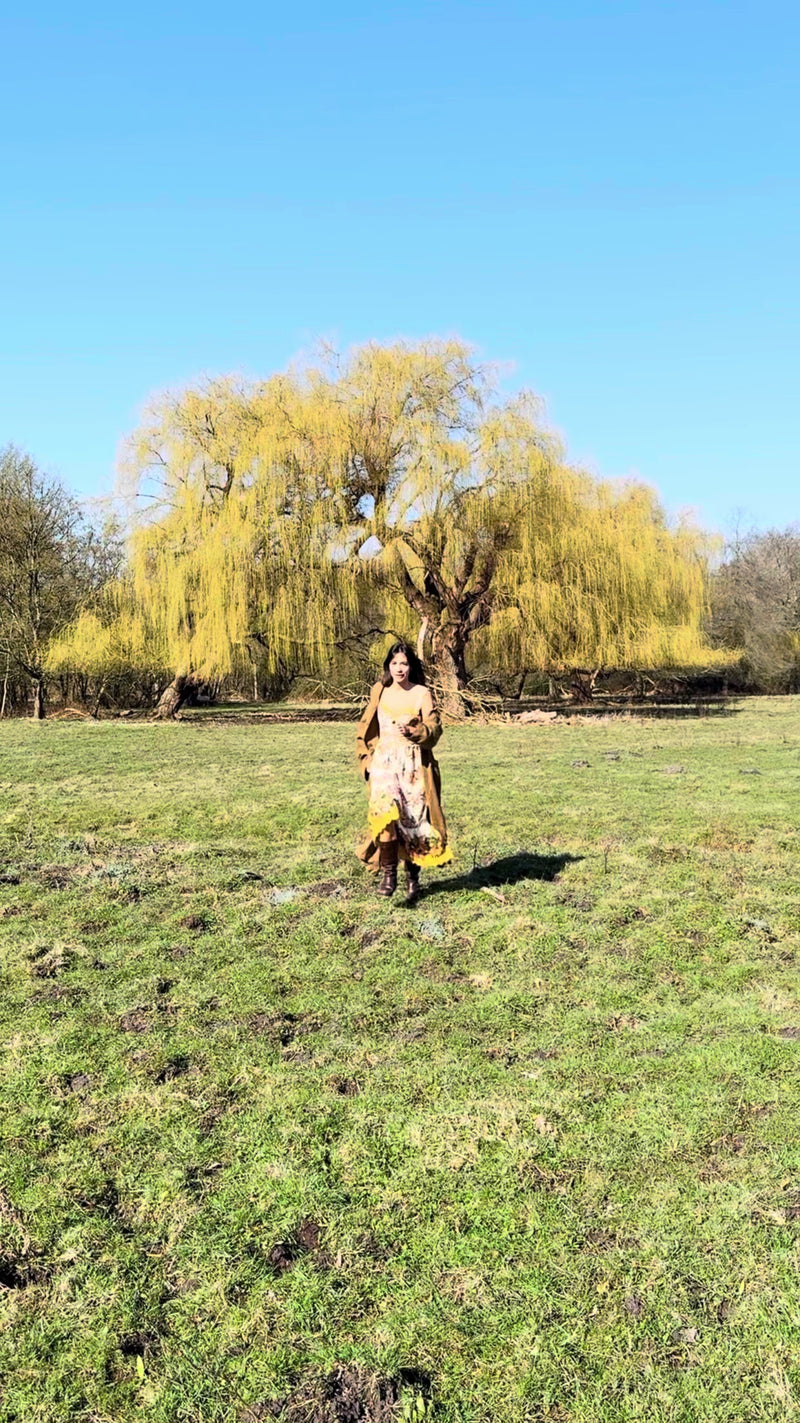 farm rio bicolor stripes organic cotton midi dress Sand Hilo Stripes Lenzing™ Ecovero™ Euroflax™ Midi Dress