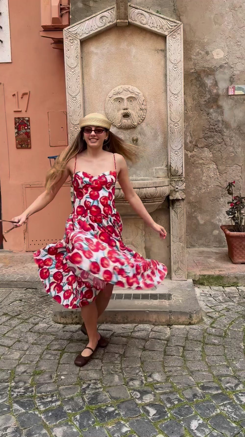 Cherry Blossom Sleeveless Lenzing Ecovero Euroflax Midi Dress | FARM Rio