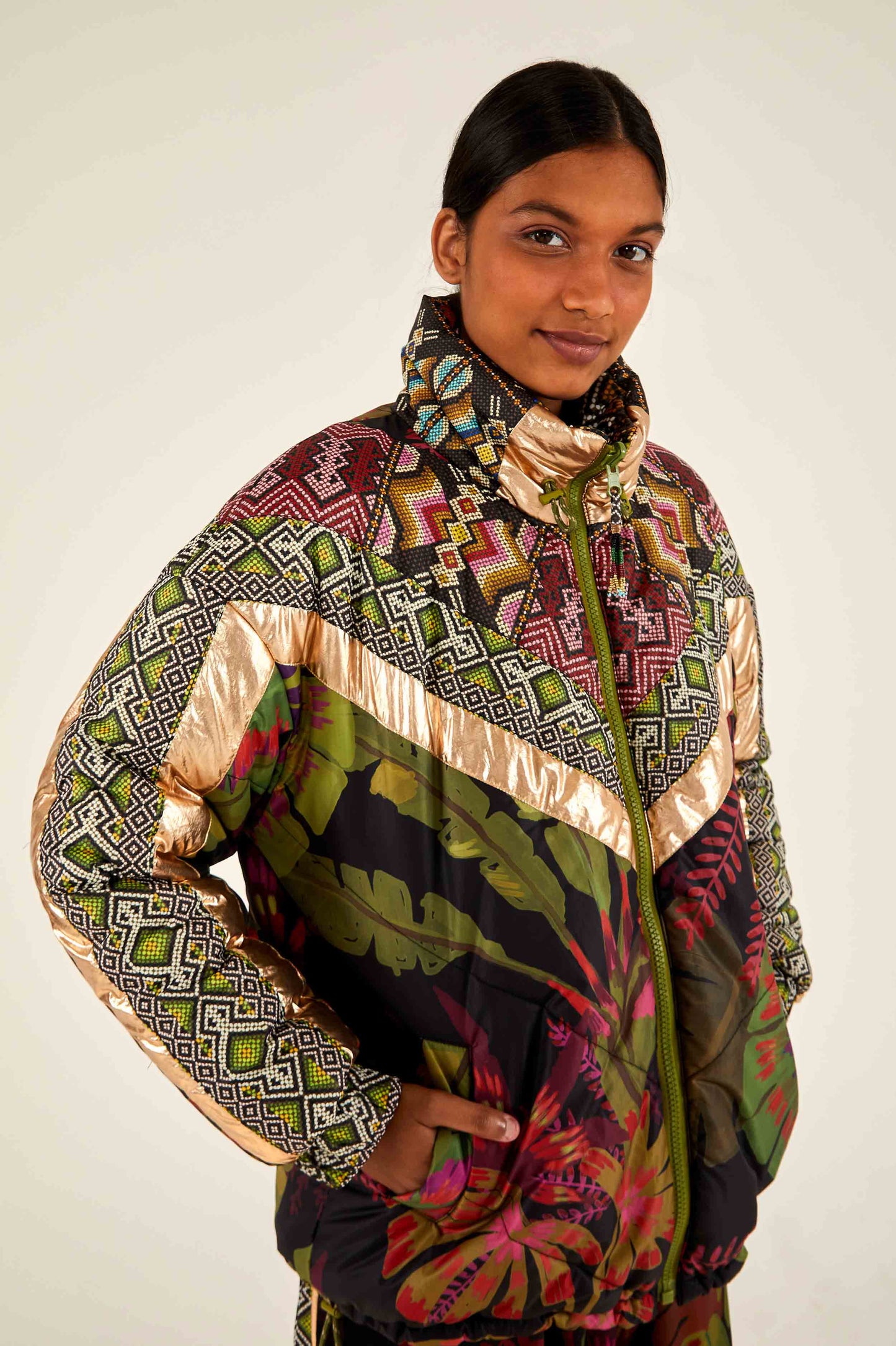 Tropical Rauti Metallic Reversible Puffer Jacket