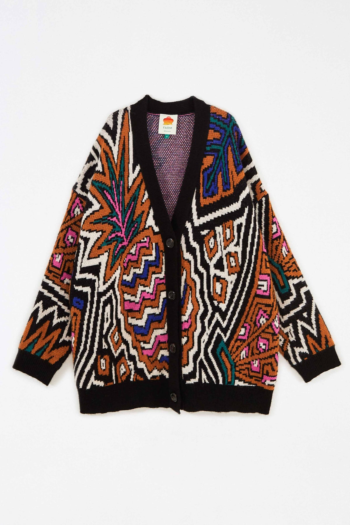 CARAMEL TROPICAL STRIPES CARDIGAN