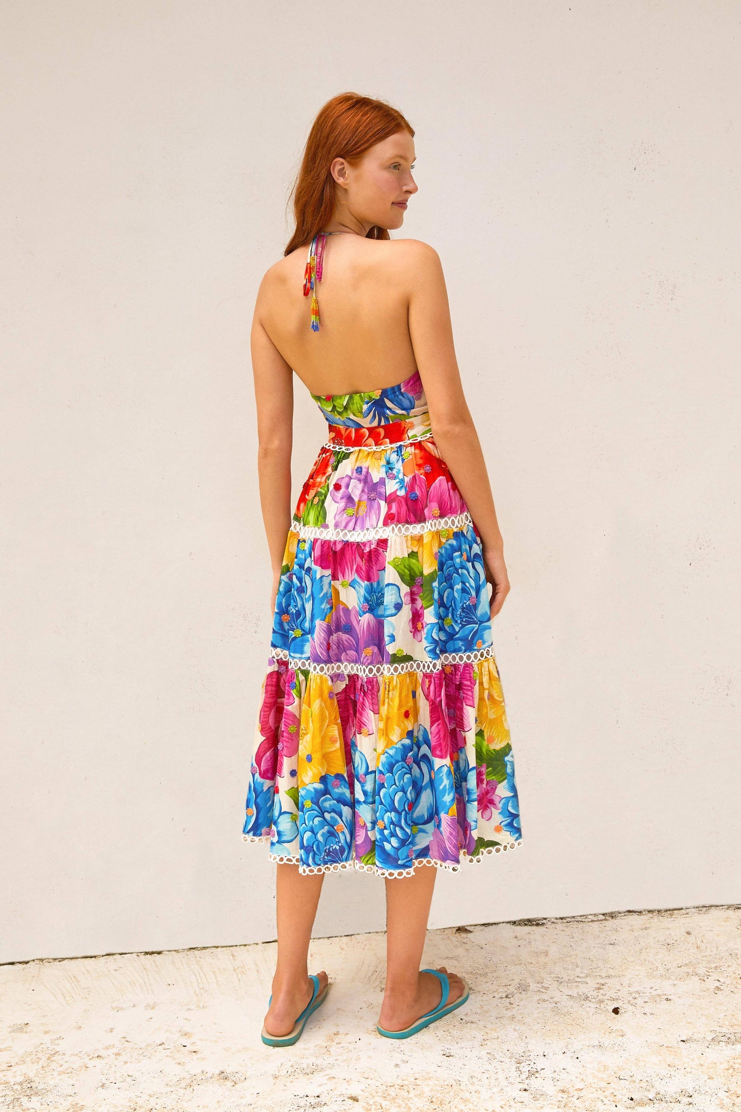 RAINBOW CHITA FLOWER MIDI DRESS