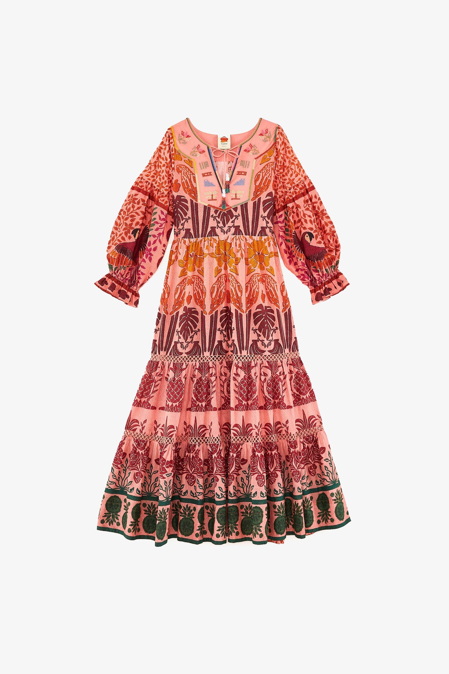 Pink Anika Print Macaws Maxi Dress