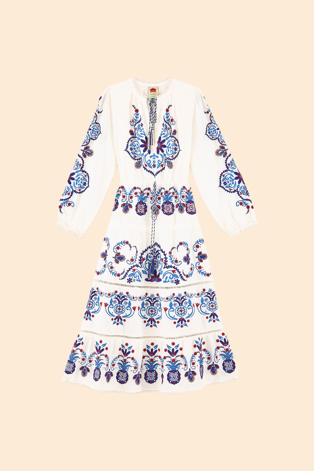 Off-White Navy Embroidered Midi Dress