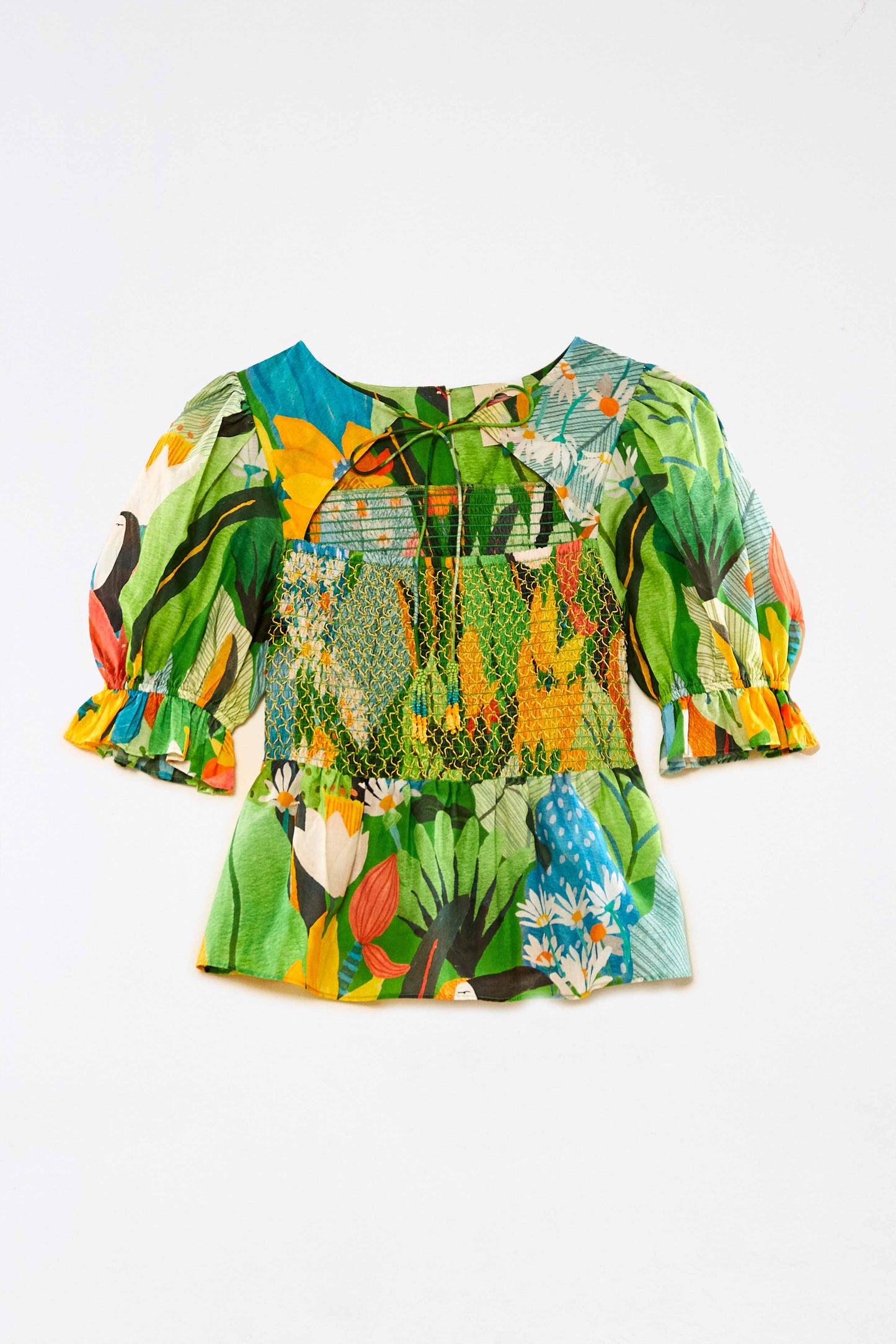 Vintage Toucans Smocked Blouse