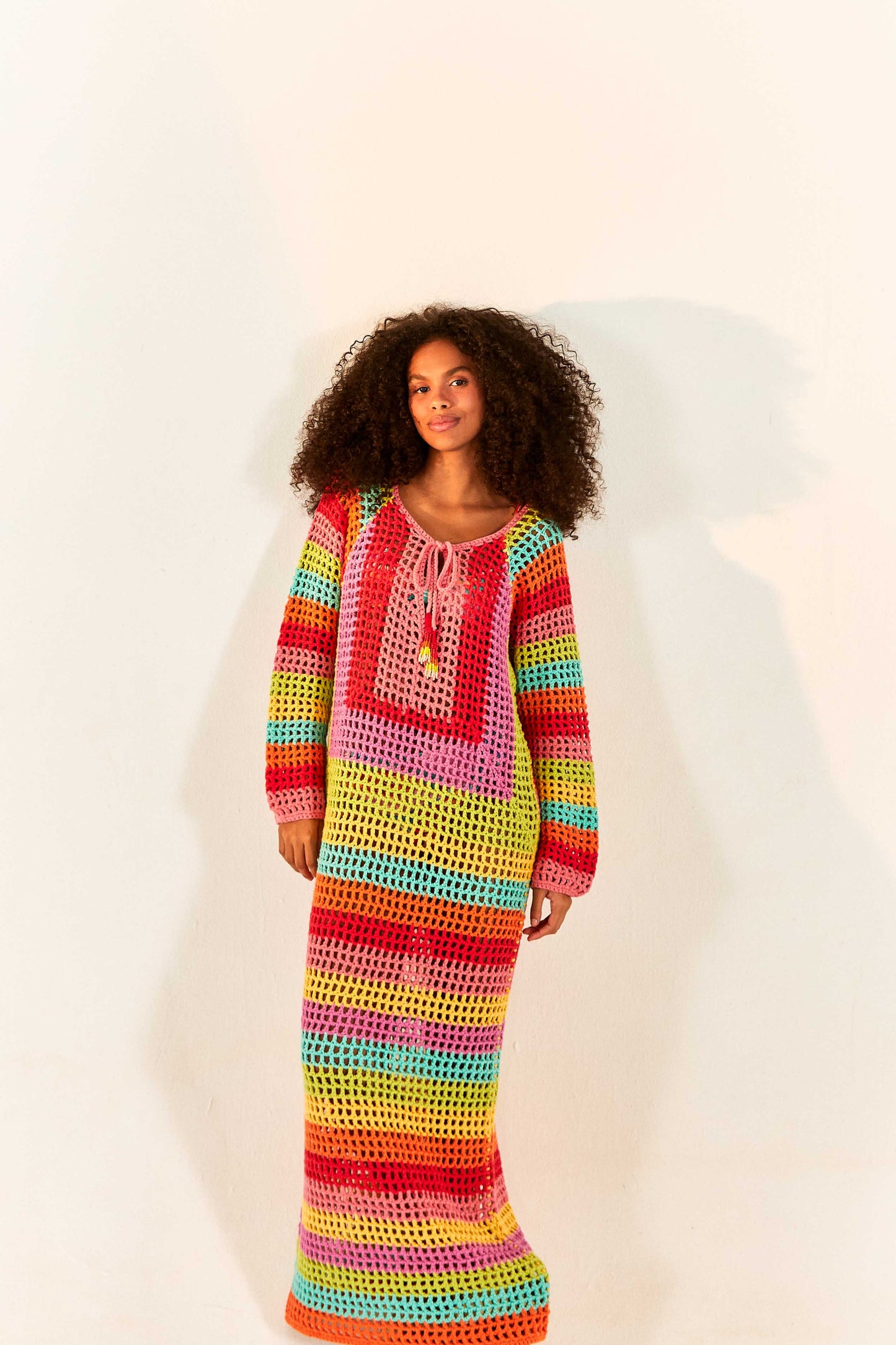 Striped Multicolor Crochet Dress