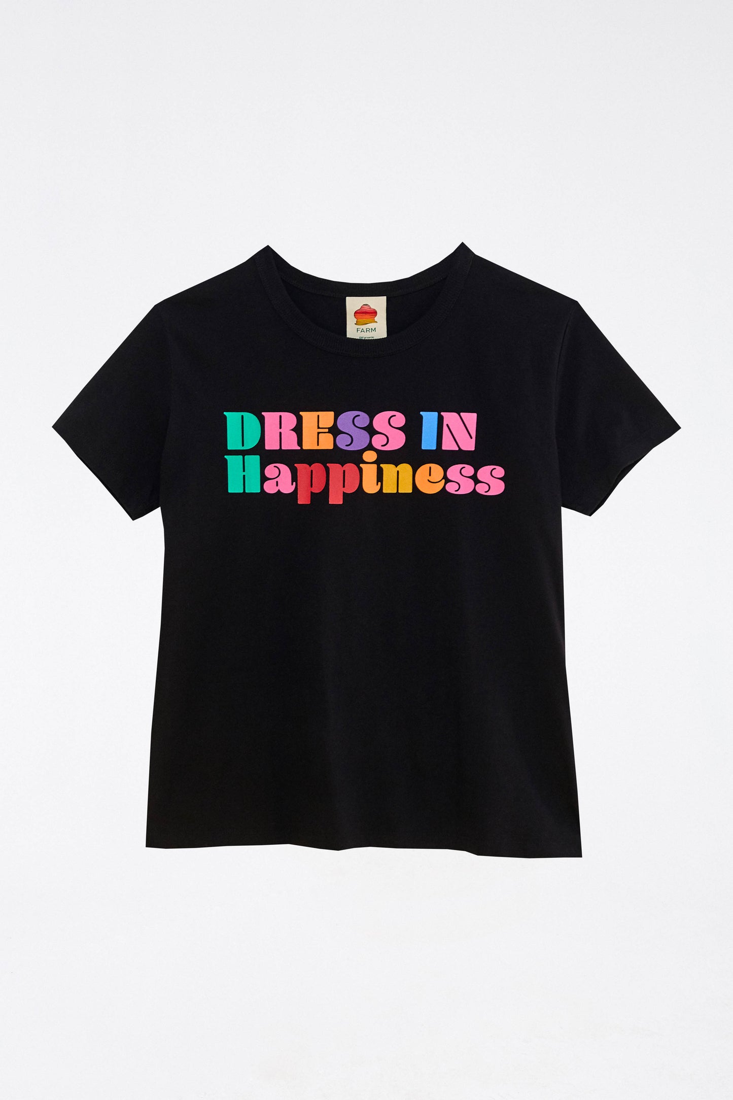 BLACK DRESS IN HAPPINESS T SHIRT