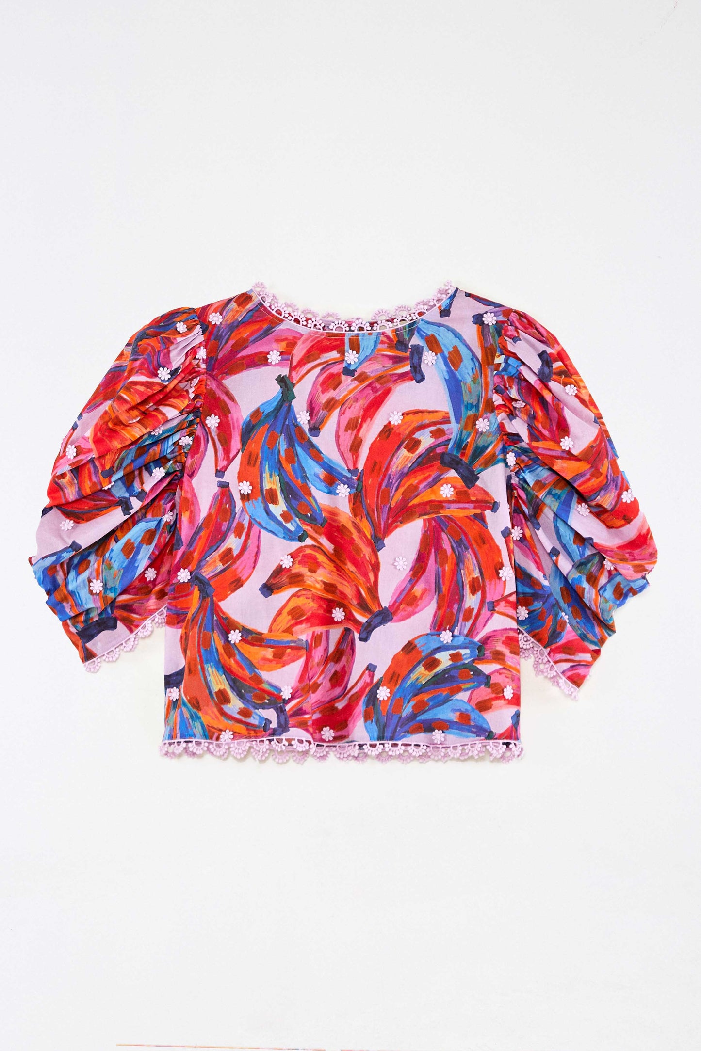 Colorful Bananas Puff Sleeve Blouse