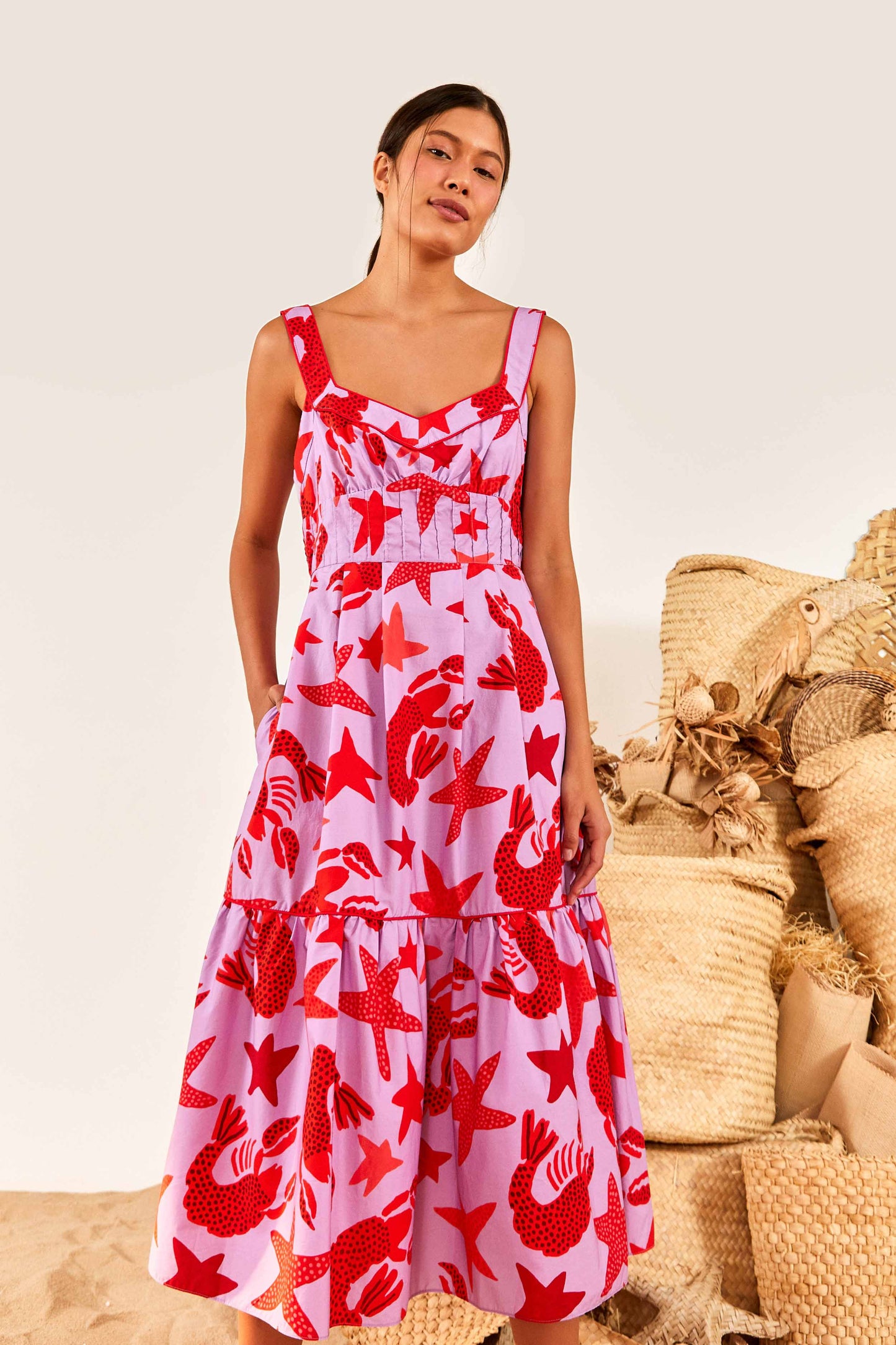 Lobster Sky Midi Dress