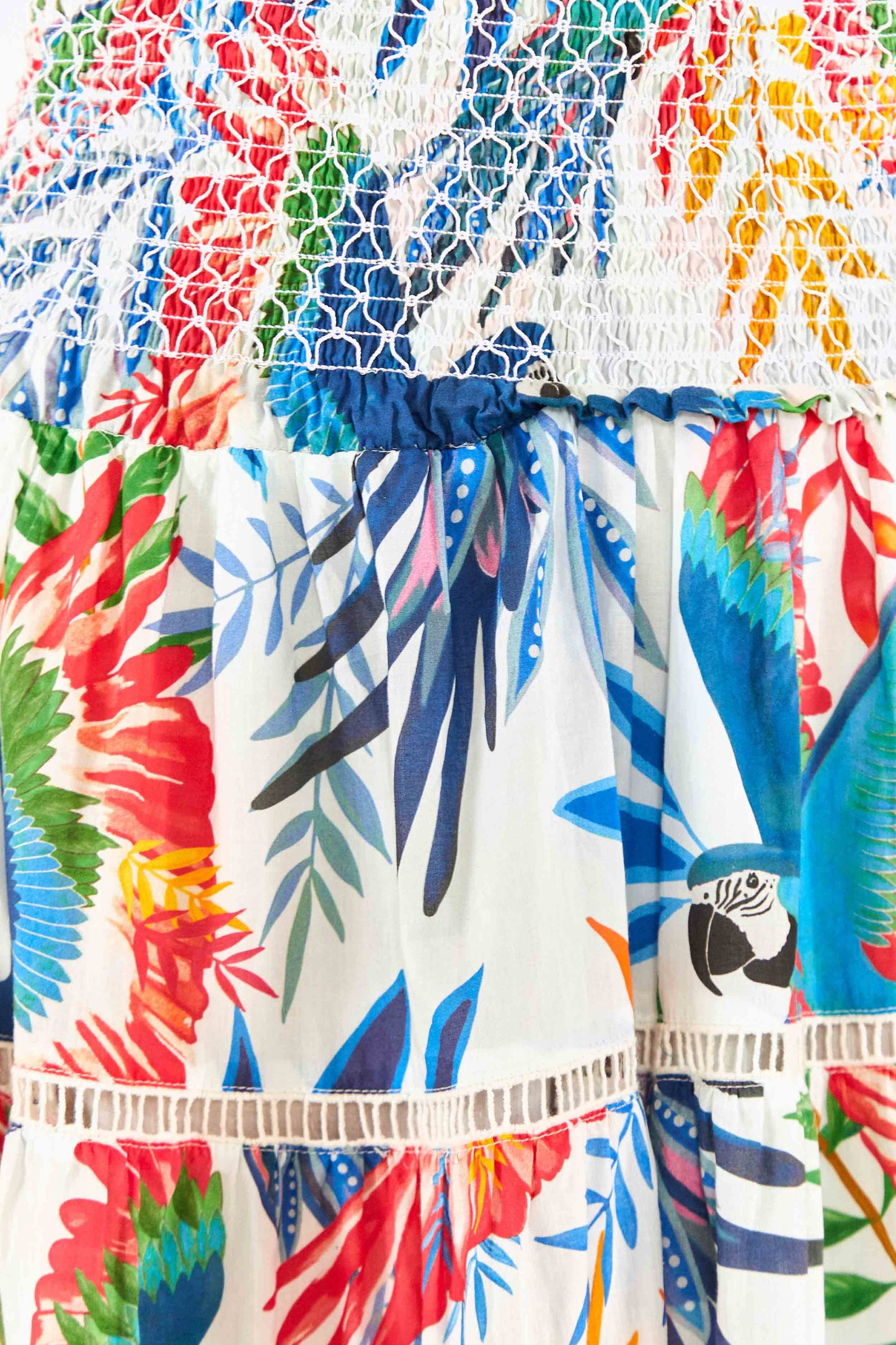 Macaw Wind Smocked Midi Skirt