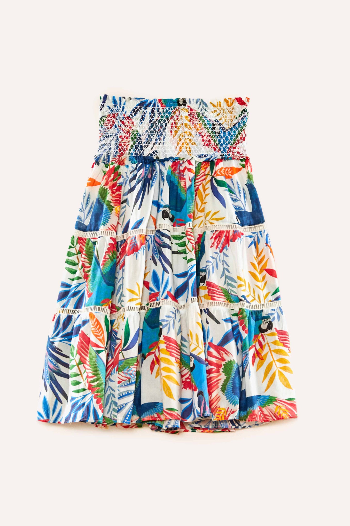 Macaw Wind Smocked Midi Skirt