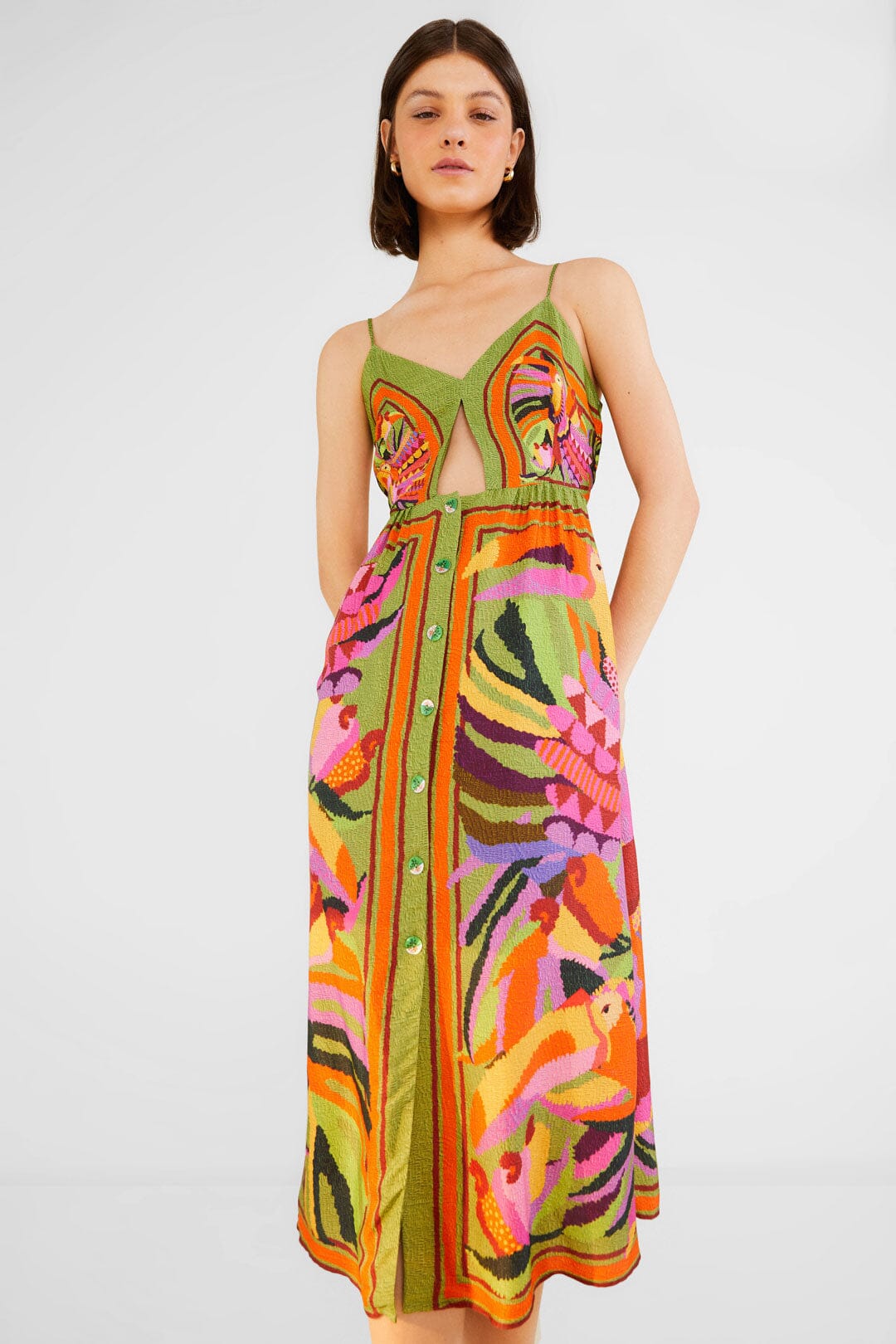 Toucans Scarf Lenzing™ Ecovero™ Viscose Midi Dress – FARM Rio