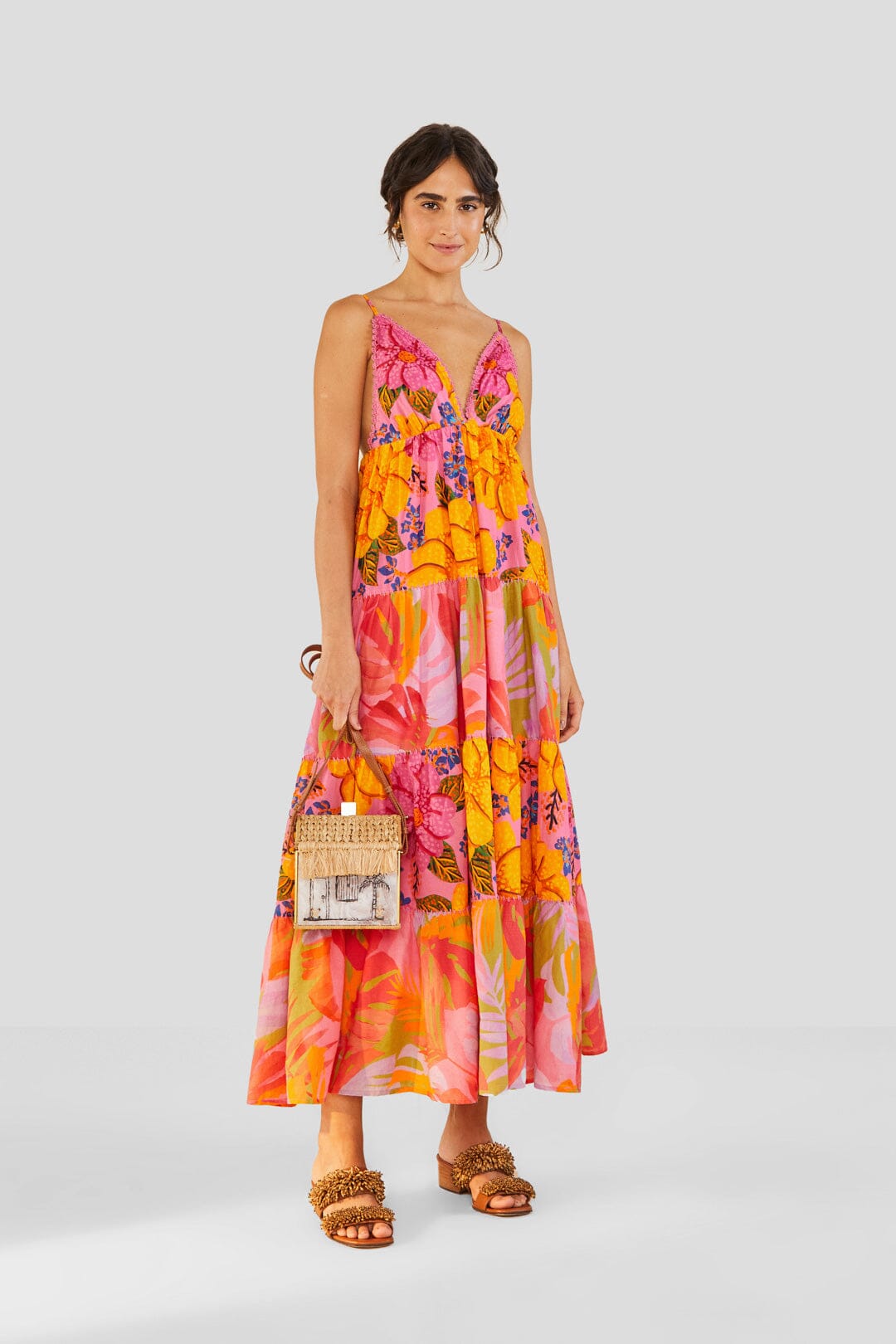 Mixed Pink Prints Maxi Dress