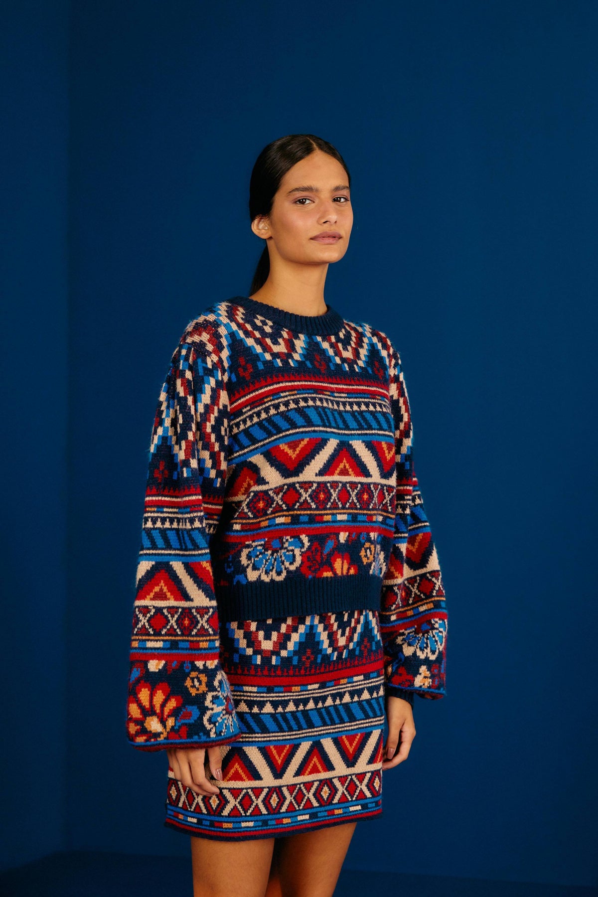 Blue Ainika Tapestry Sweater Skirt