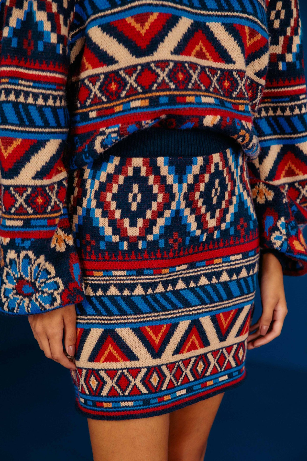 Blue Ainika Tapestry Sweater Skirt