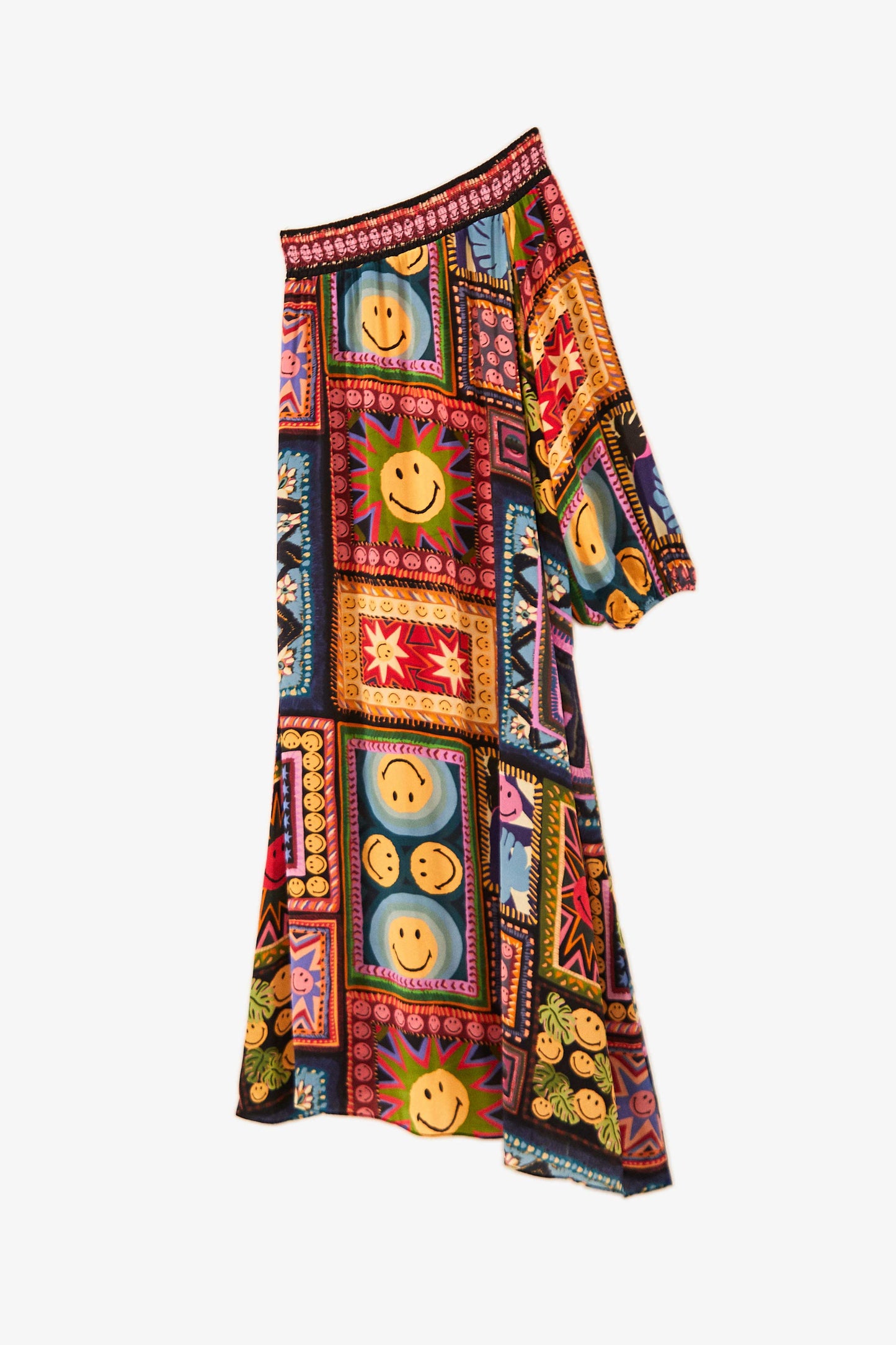 Patchwork Tapestry Smiley® One Shoulder Midi Dress