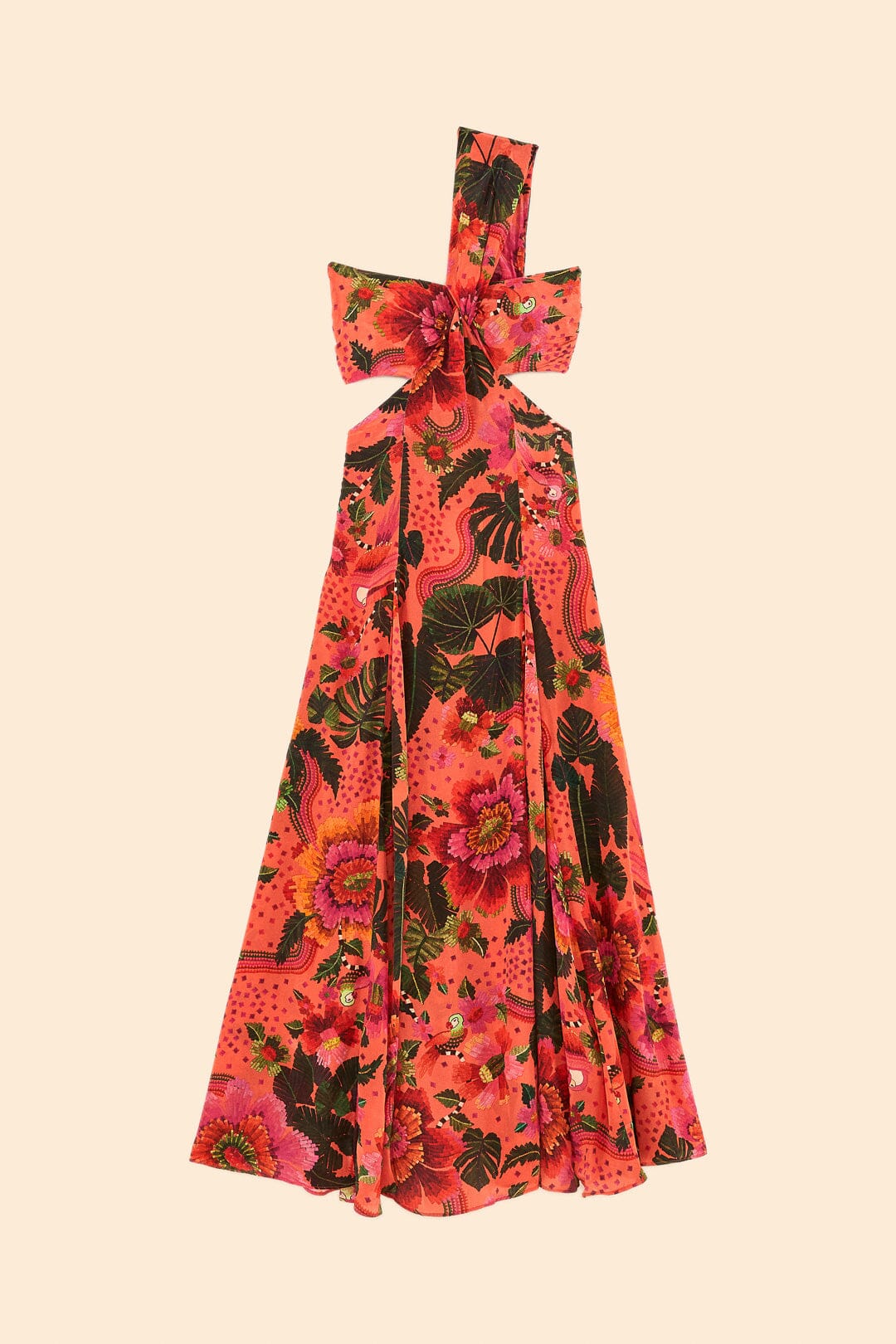 Orange Blooming Garden Maxi Dress