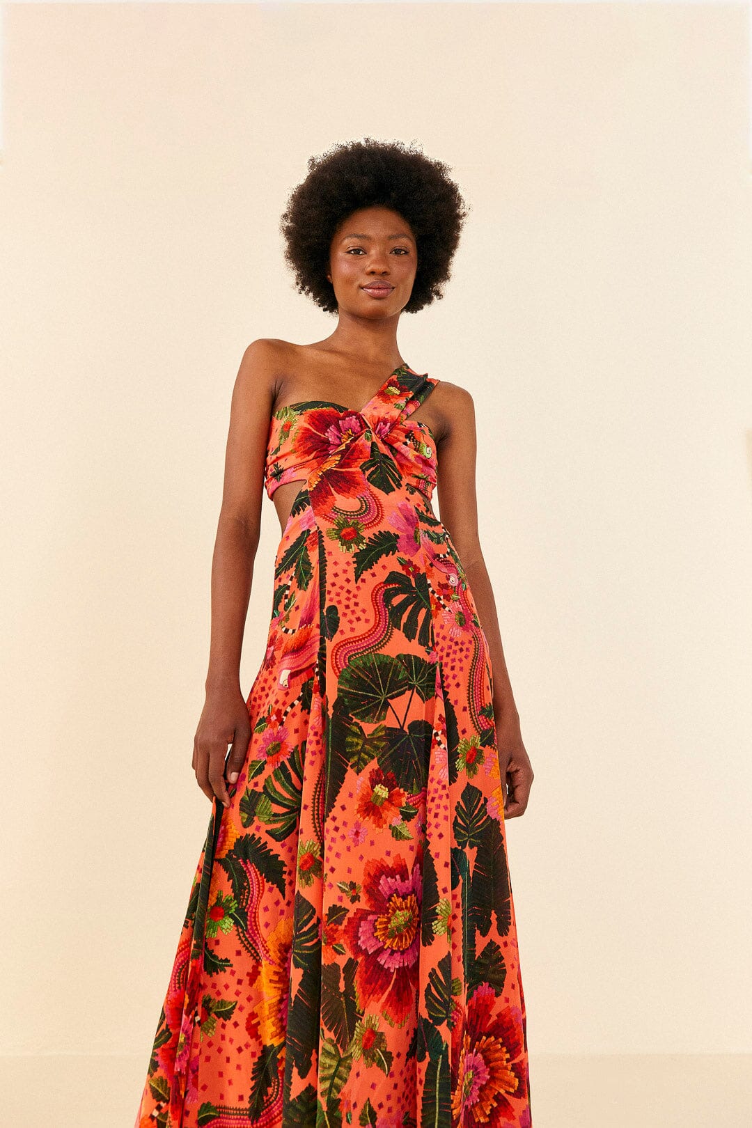 Orange Blooming Garden Maxi Dress