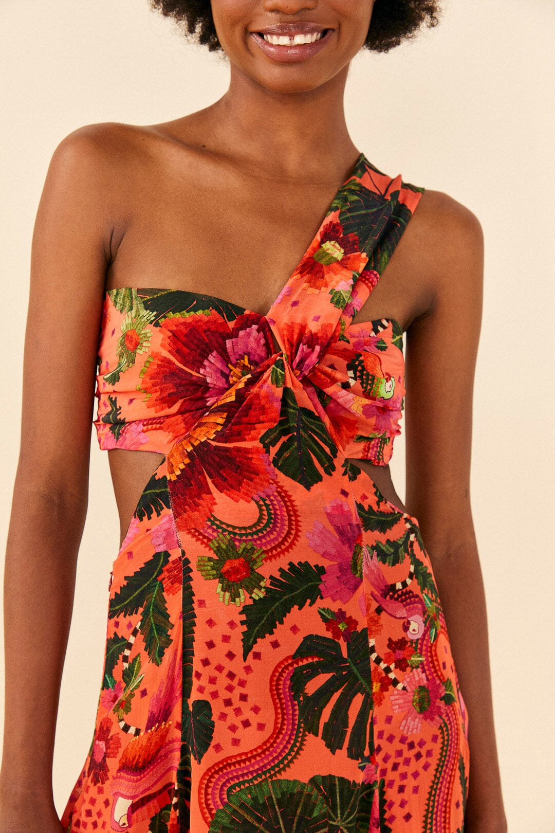 Orange Blooming Garden Maxi Dress