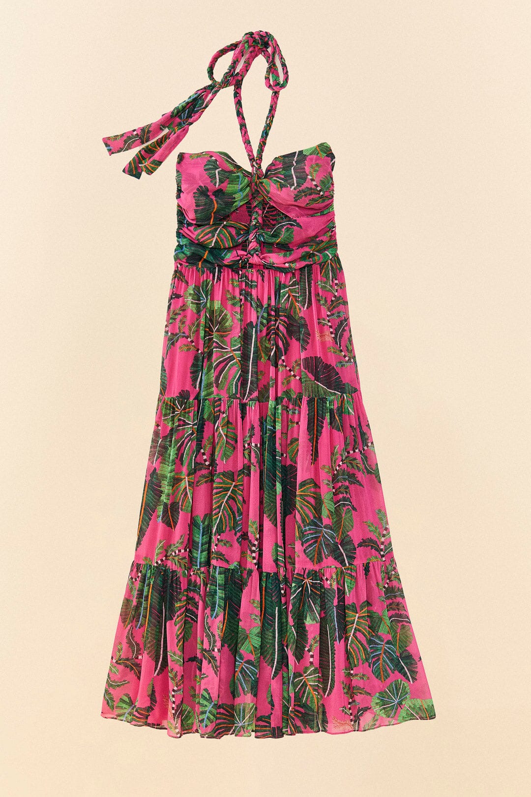 Pink Leaves Cut Out Maxi Dress