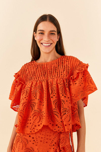 Orange Palm Tree Richelieu Blouse