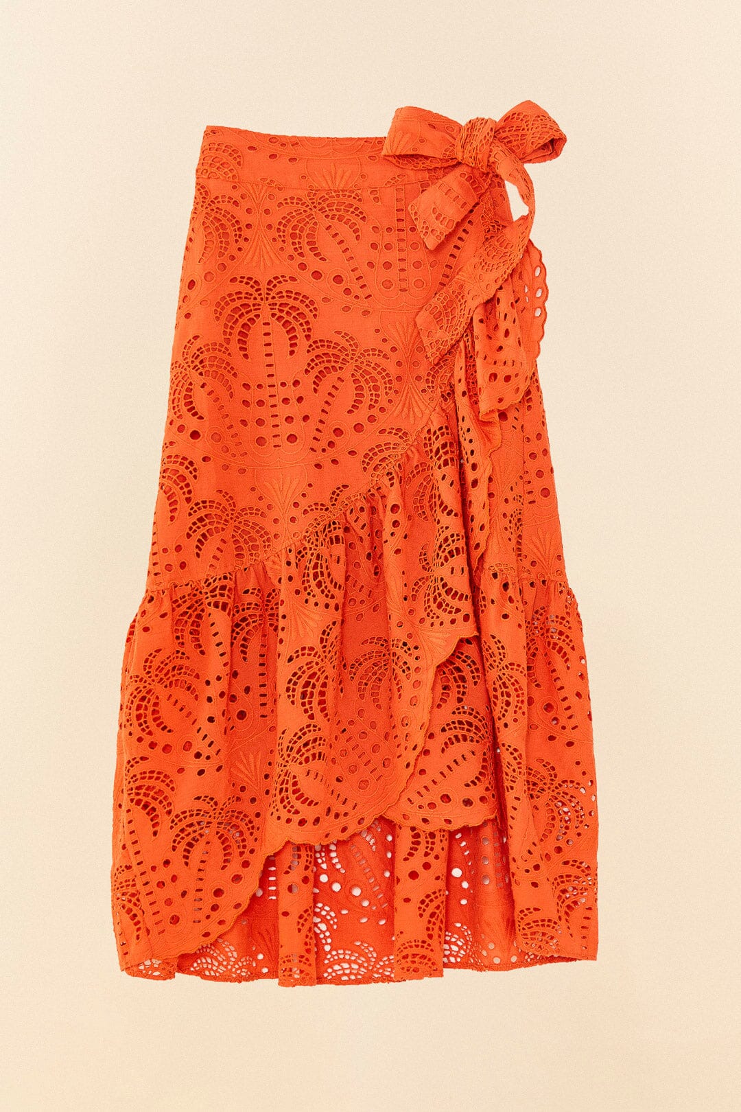 Orange Palm Tree Richelieu Midi Skirt