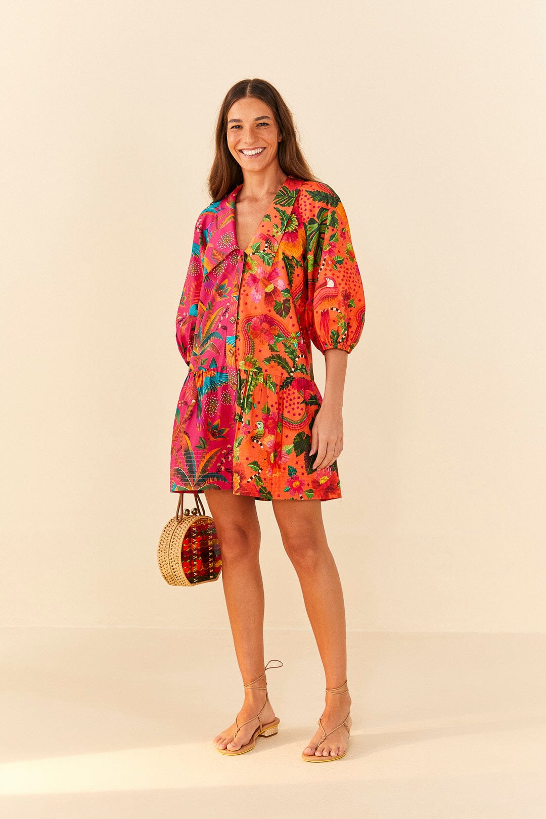 Mixed Warm Prints Organic Cotton Mini Dress