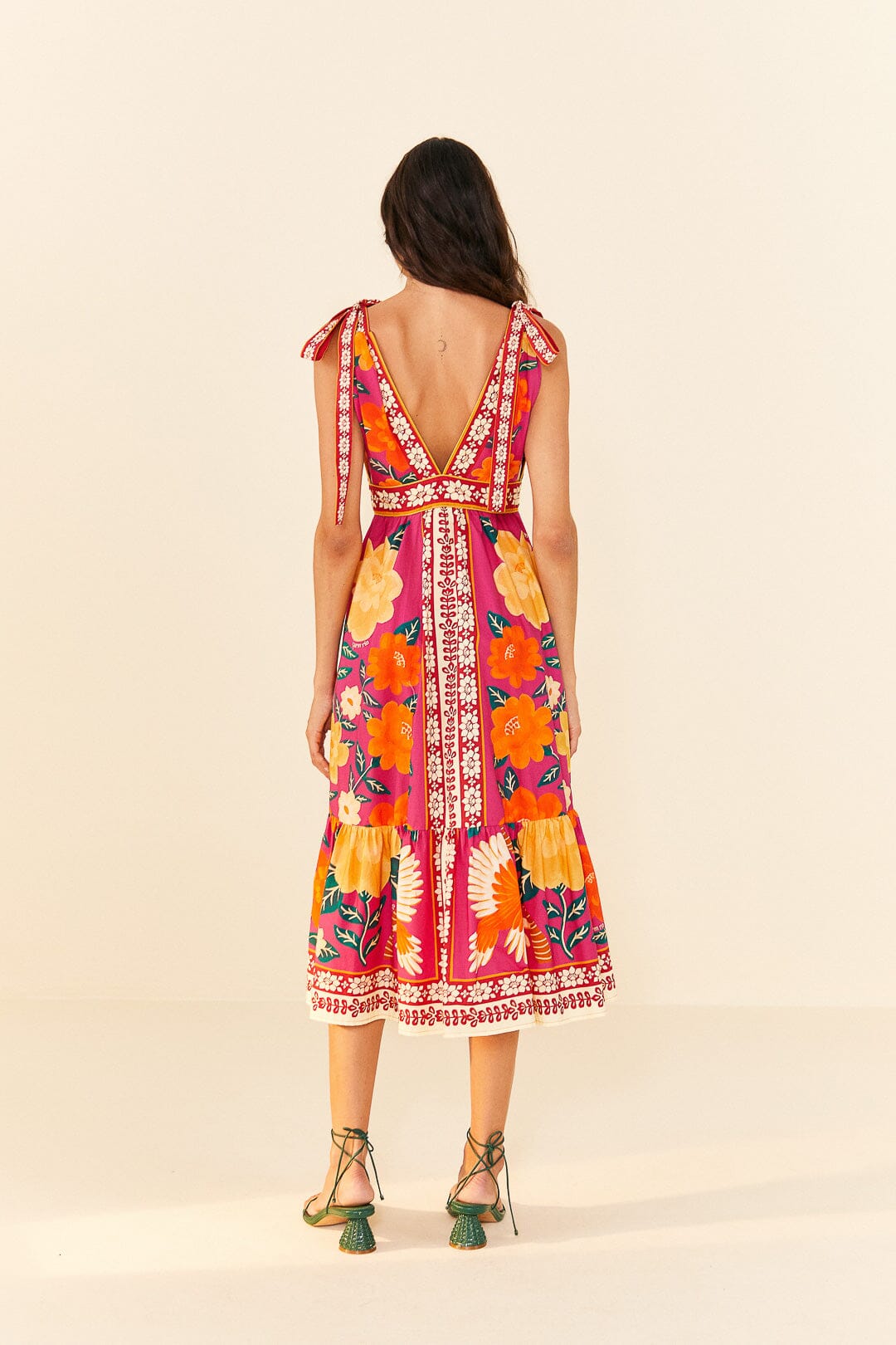 Pink Flower Tapestry Midi Dress