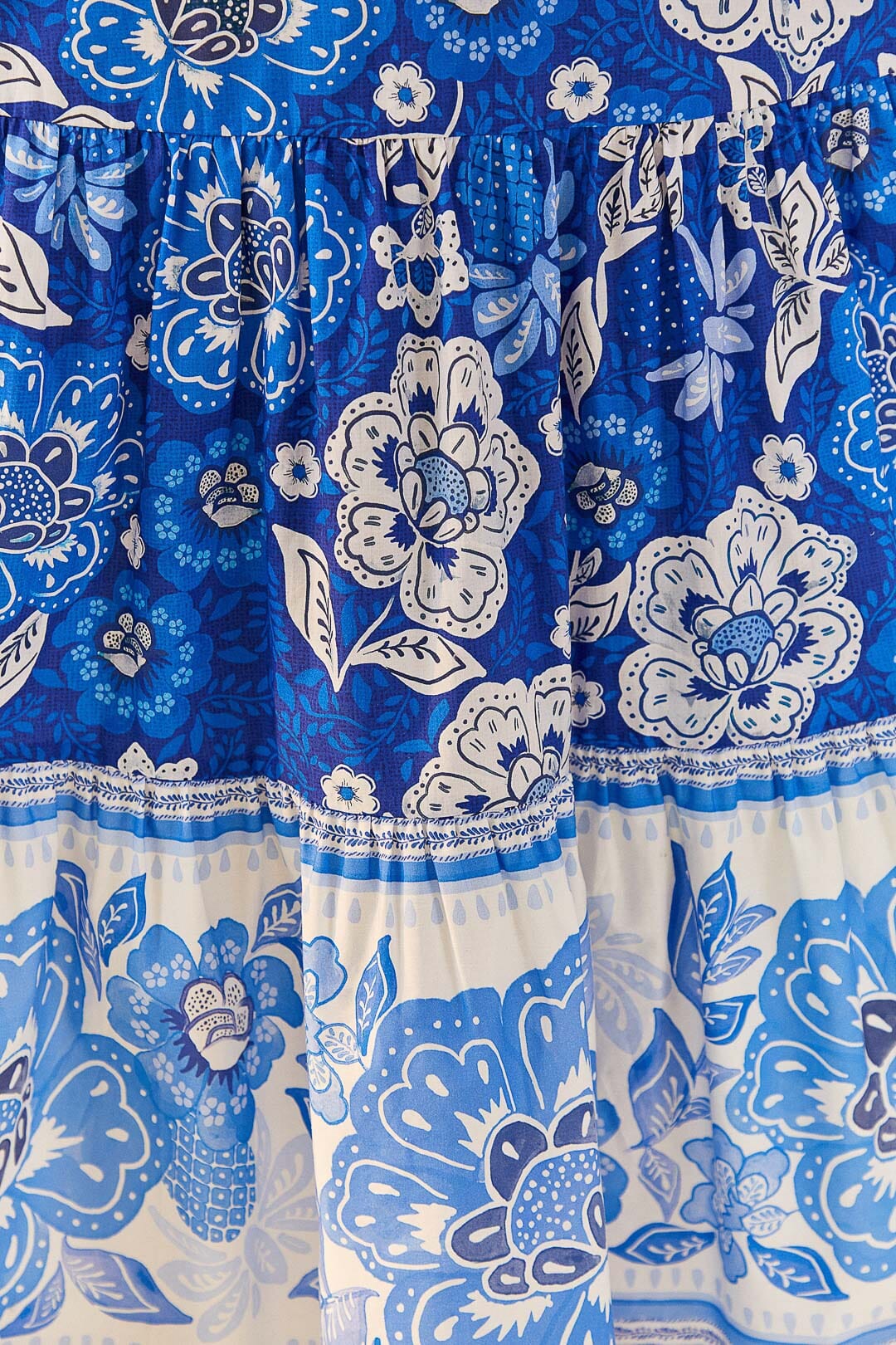 Blue Full Of Flowers Organic Cotton Midi Dress