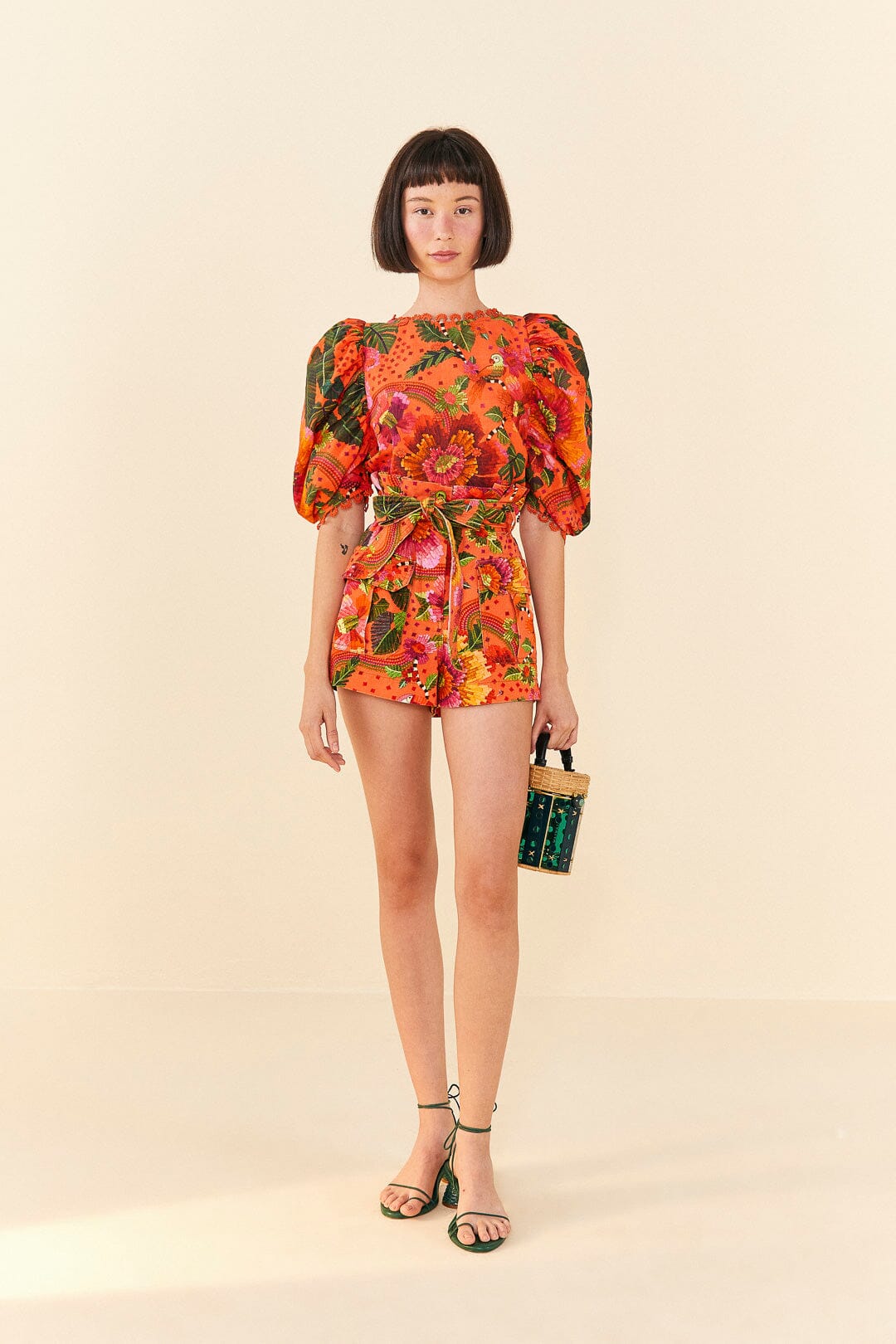 Orange Blooming Garden Shorts