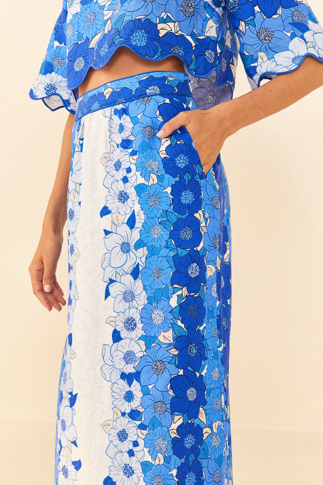 Louis Vuitton Monogram Flower Tile Midi Skirt Blue. Size 38
