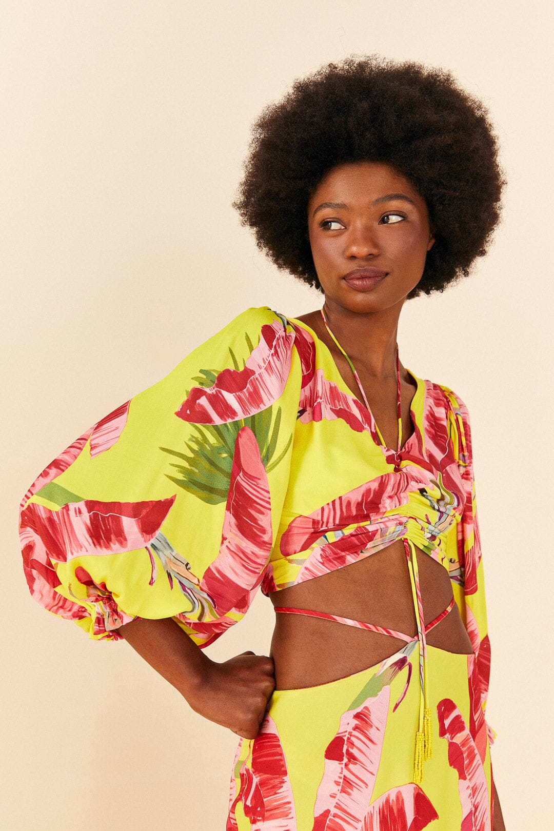 Lime Sweet Jungle  Lenzing™ Ecovero™ Viscose Crop Top