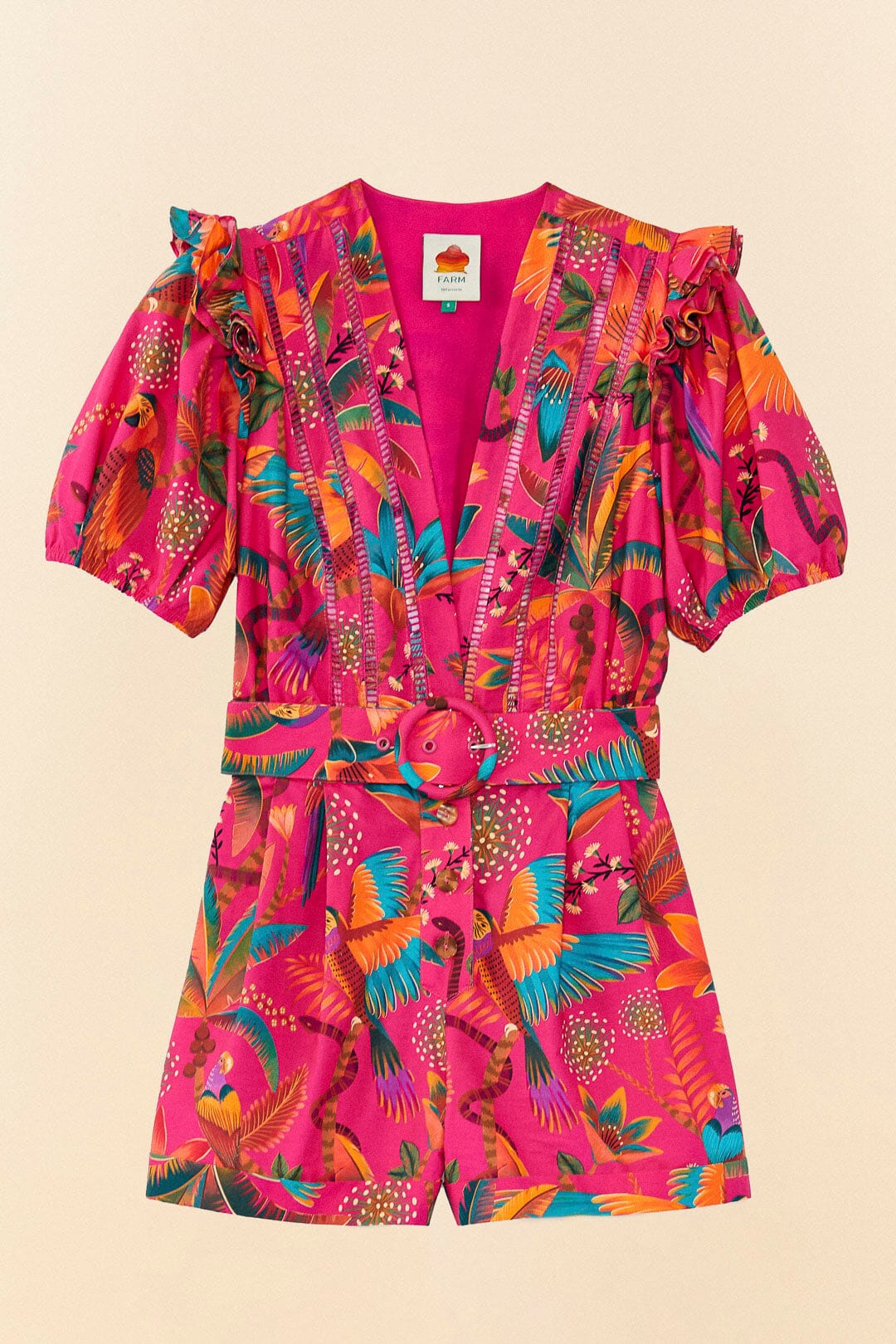 Pink Macaw Party Organic Cotton Romper