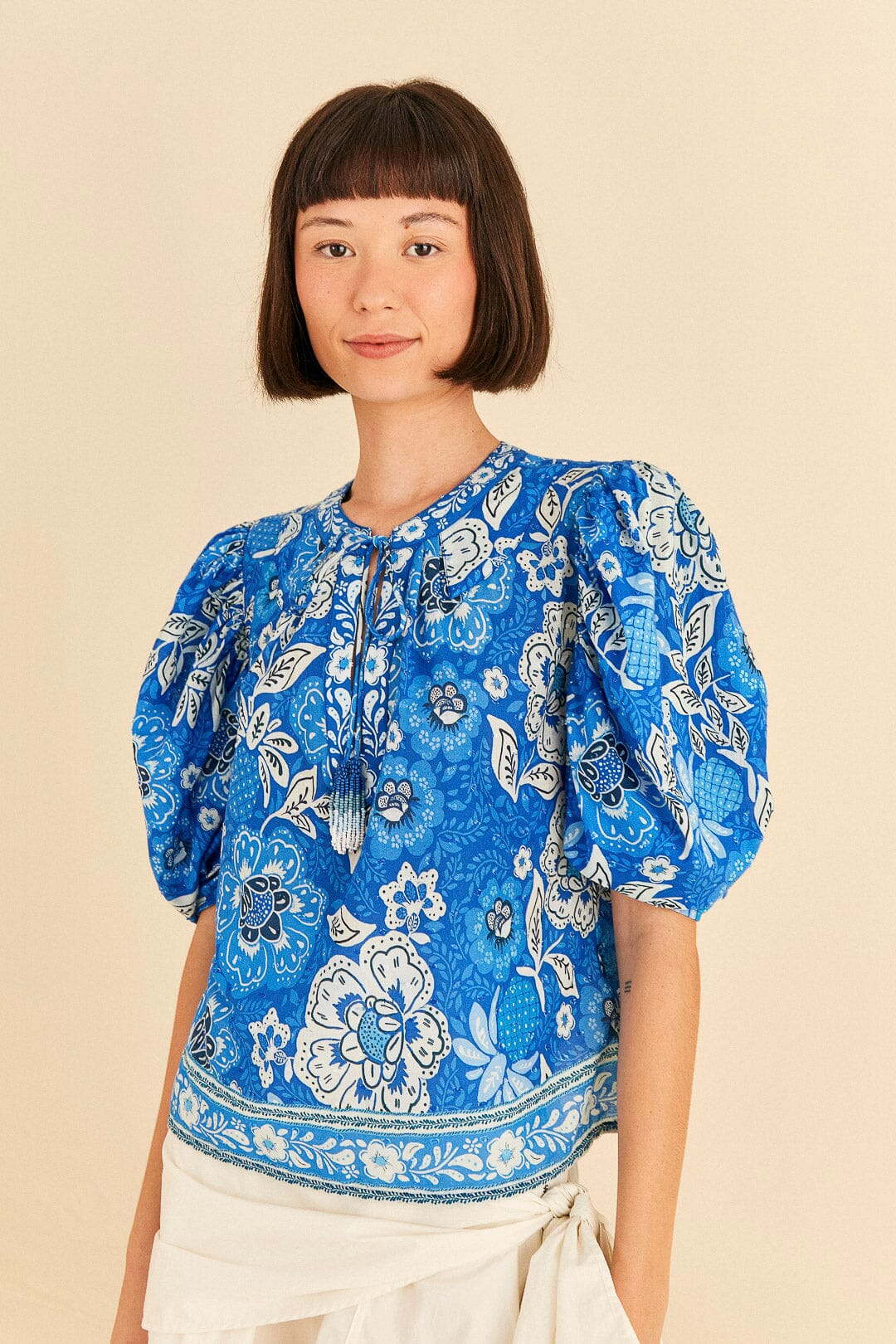 Blue Full Of Flowers Blouse