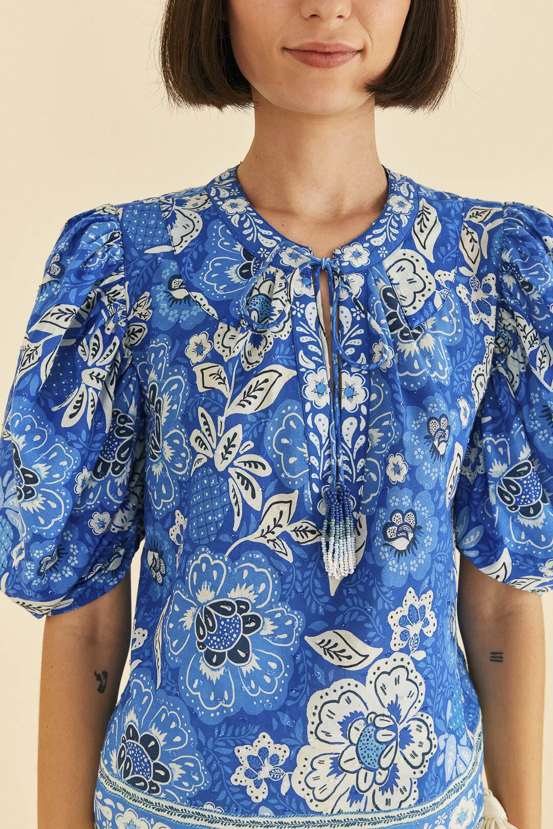 Blue Full Of Flowers Blouse