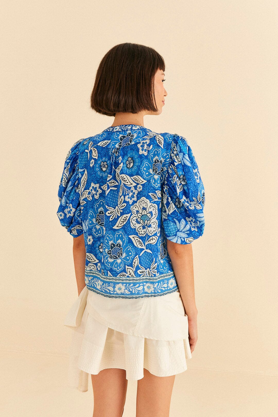 Blue Full Of Flowers Blouse