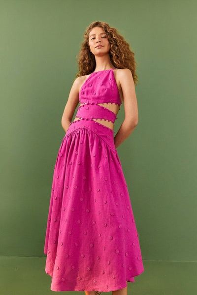 Pink Flower Tapestry Midi Dress – FARM Rio
