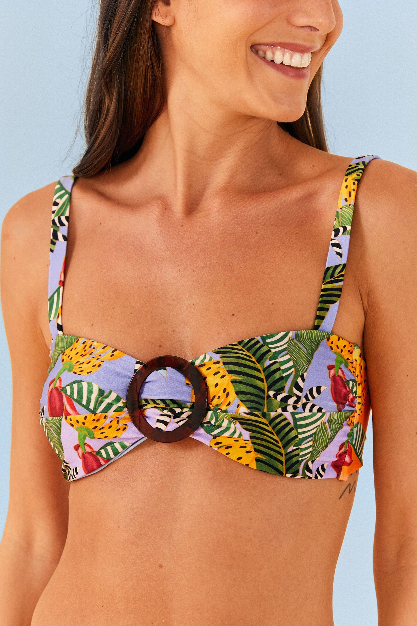 Striped Bananas Bikini Top