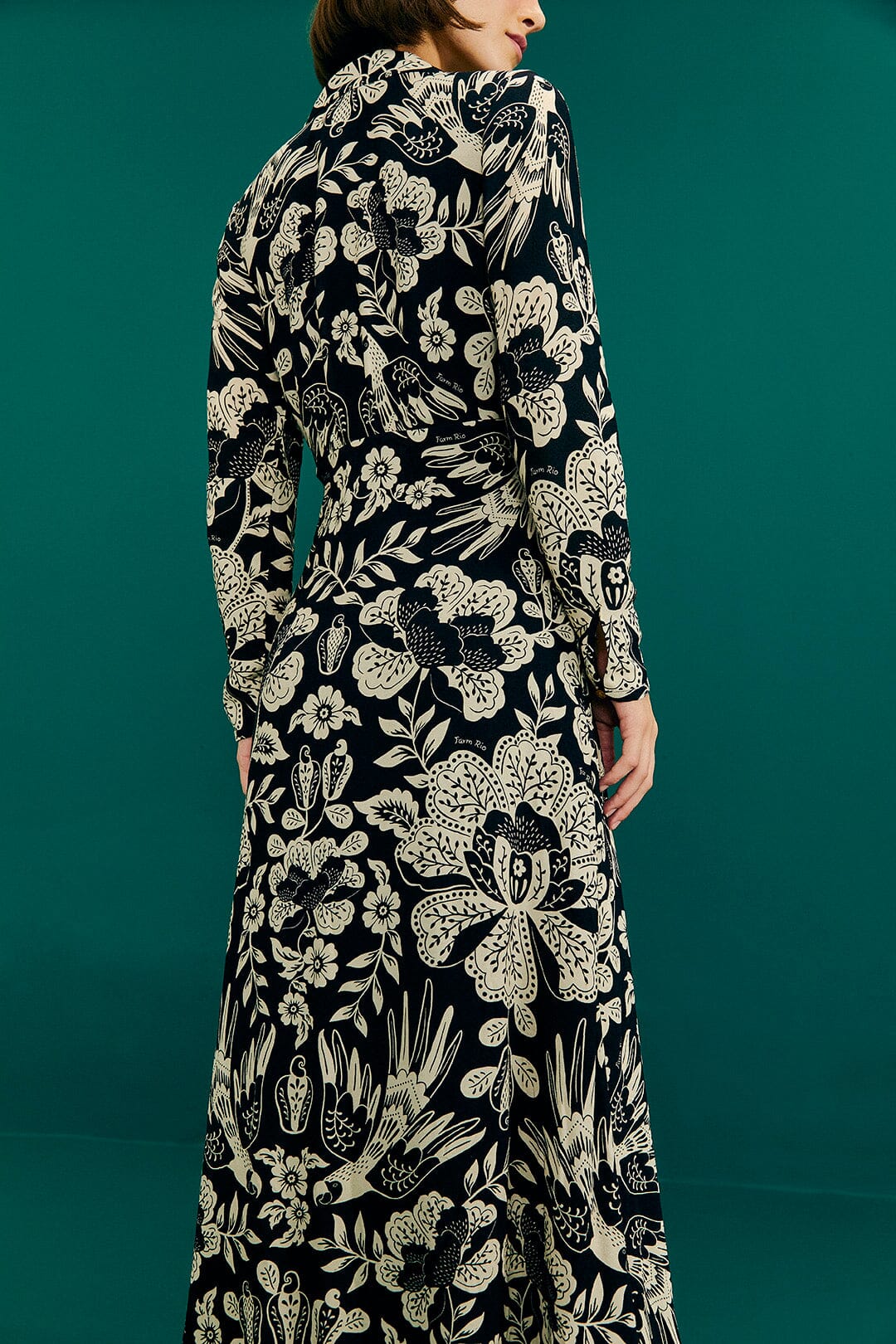 Graphic Floral Black Maxi Dress