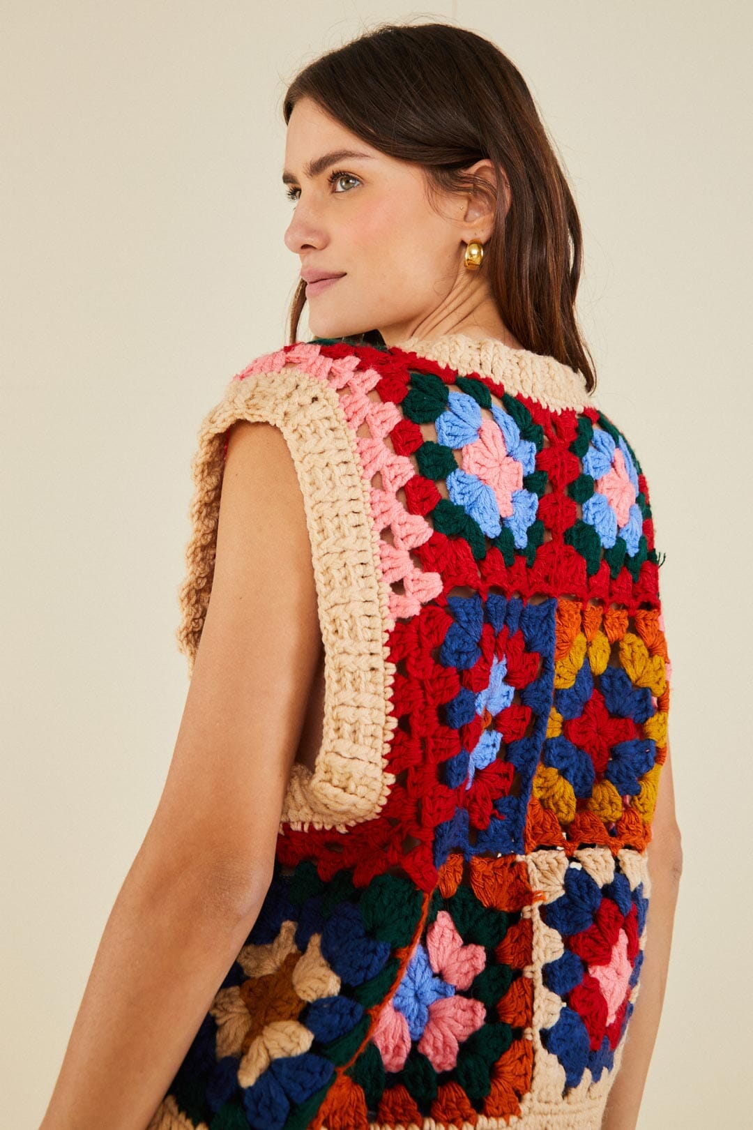 Multicolor Patchwork Crochet Vest FARM Rio