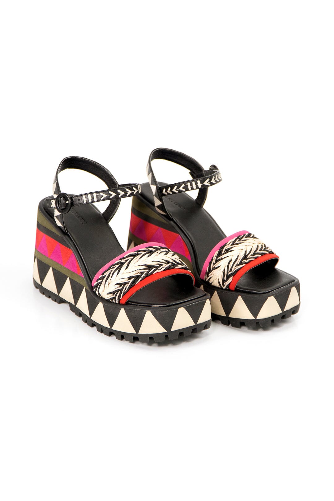 Colorful Graphic Platform Sandal