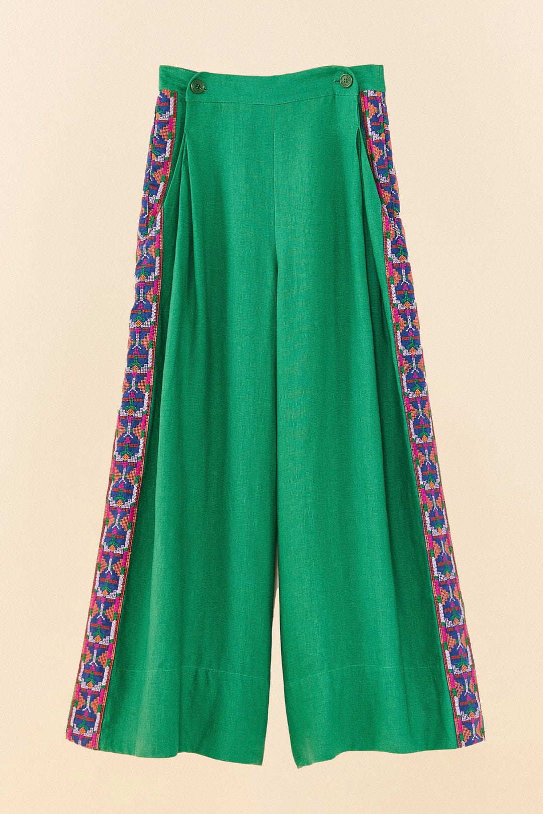 Embroided Green Pants