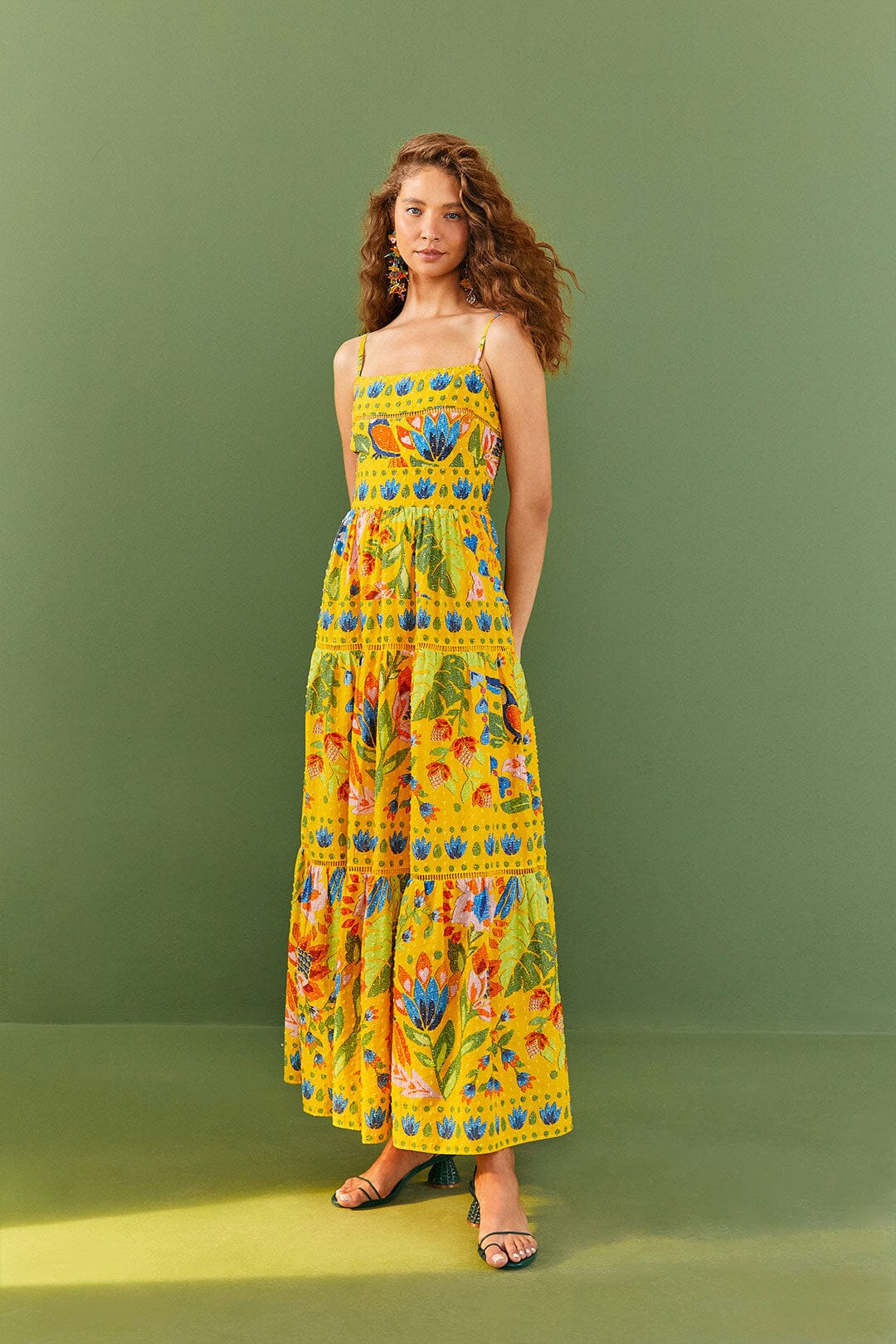 Yellow Summer Garden Sleeveless Maxi Dress
