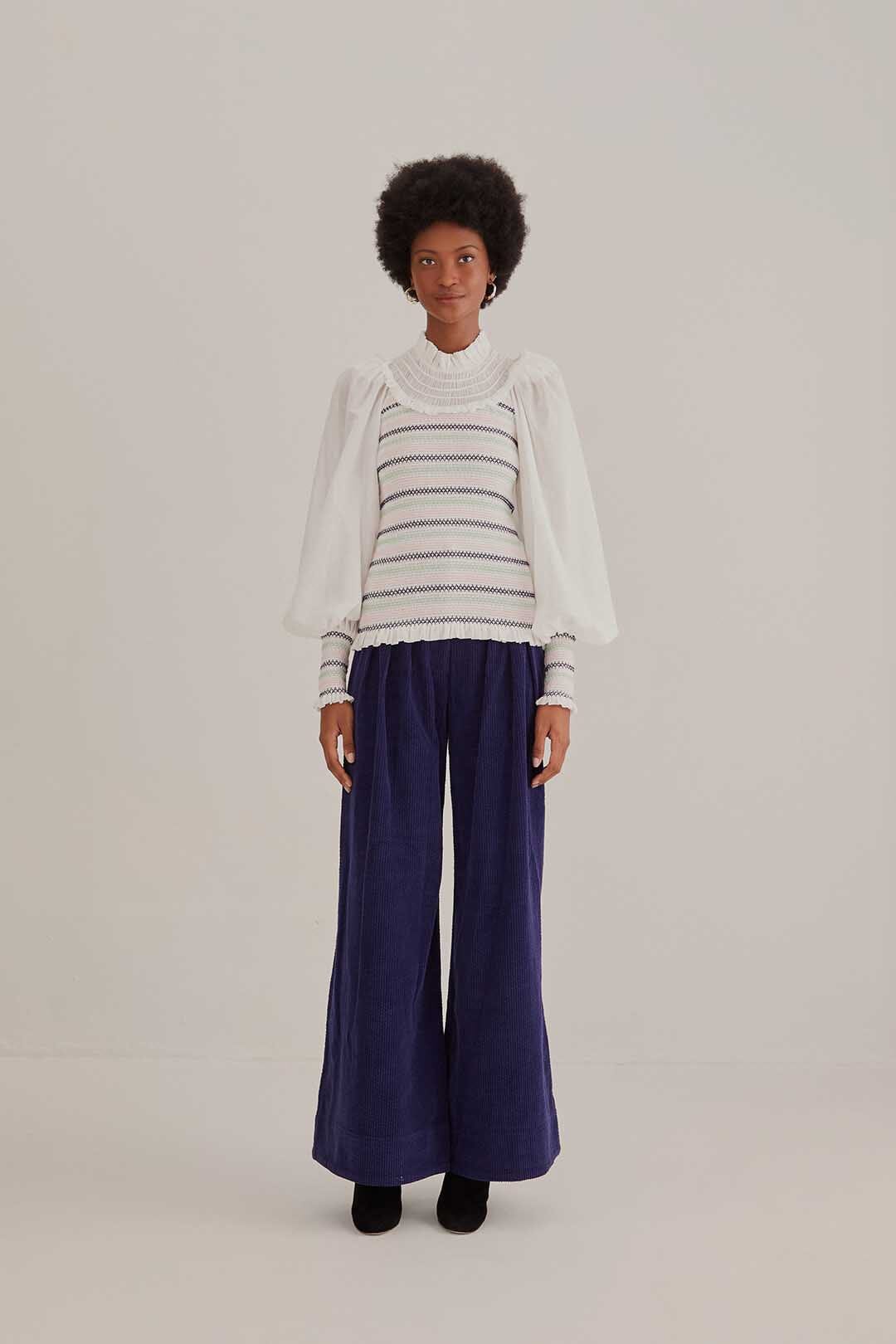 Navy Blue Low Waisted Tailored Pants