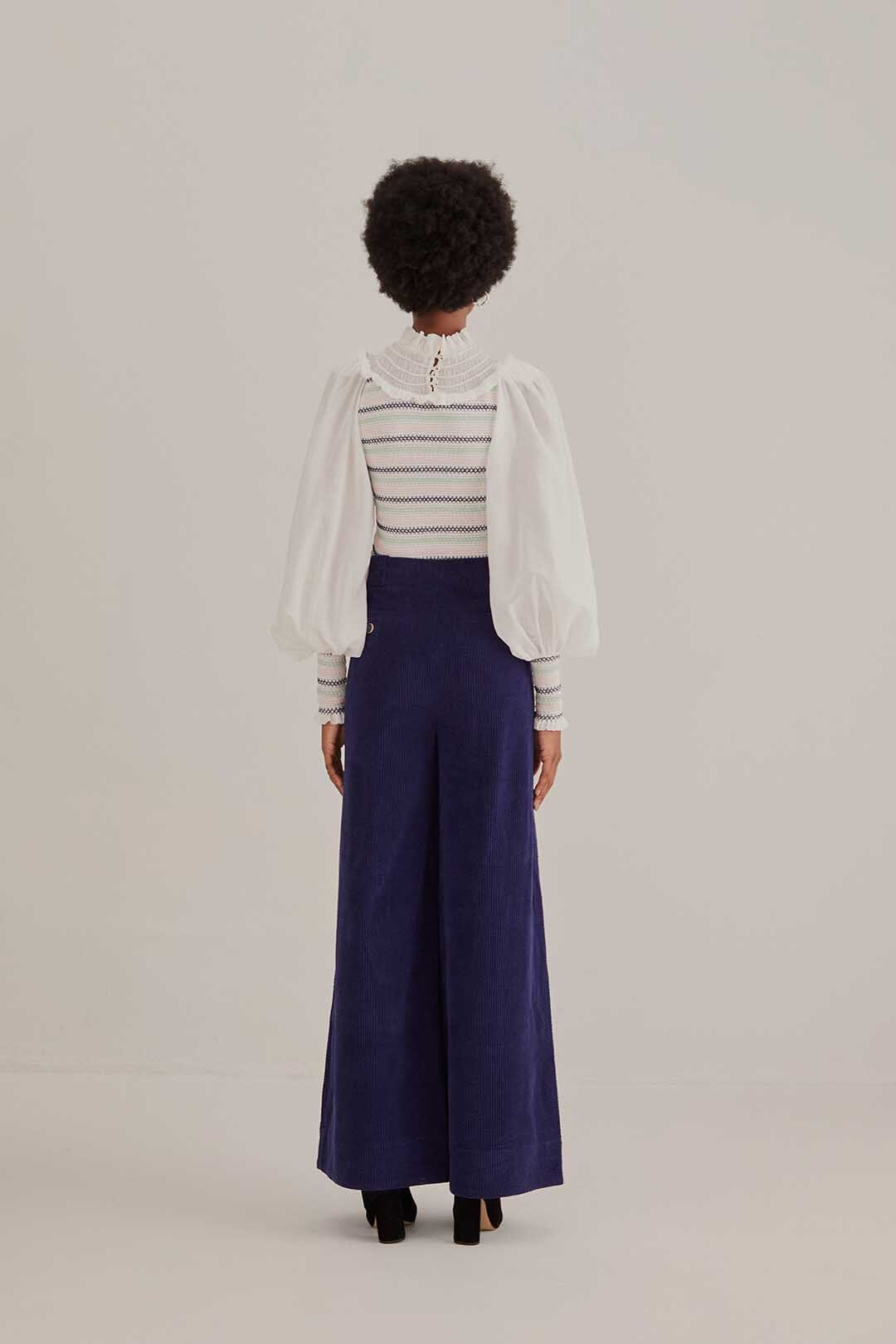 Navy Blue Low Waisted Tailored Pants